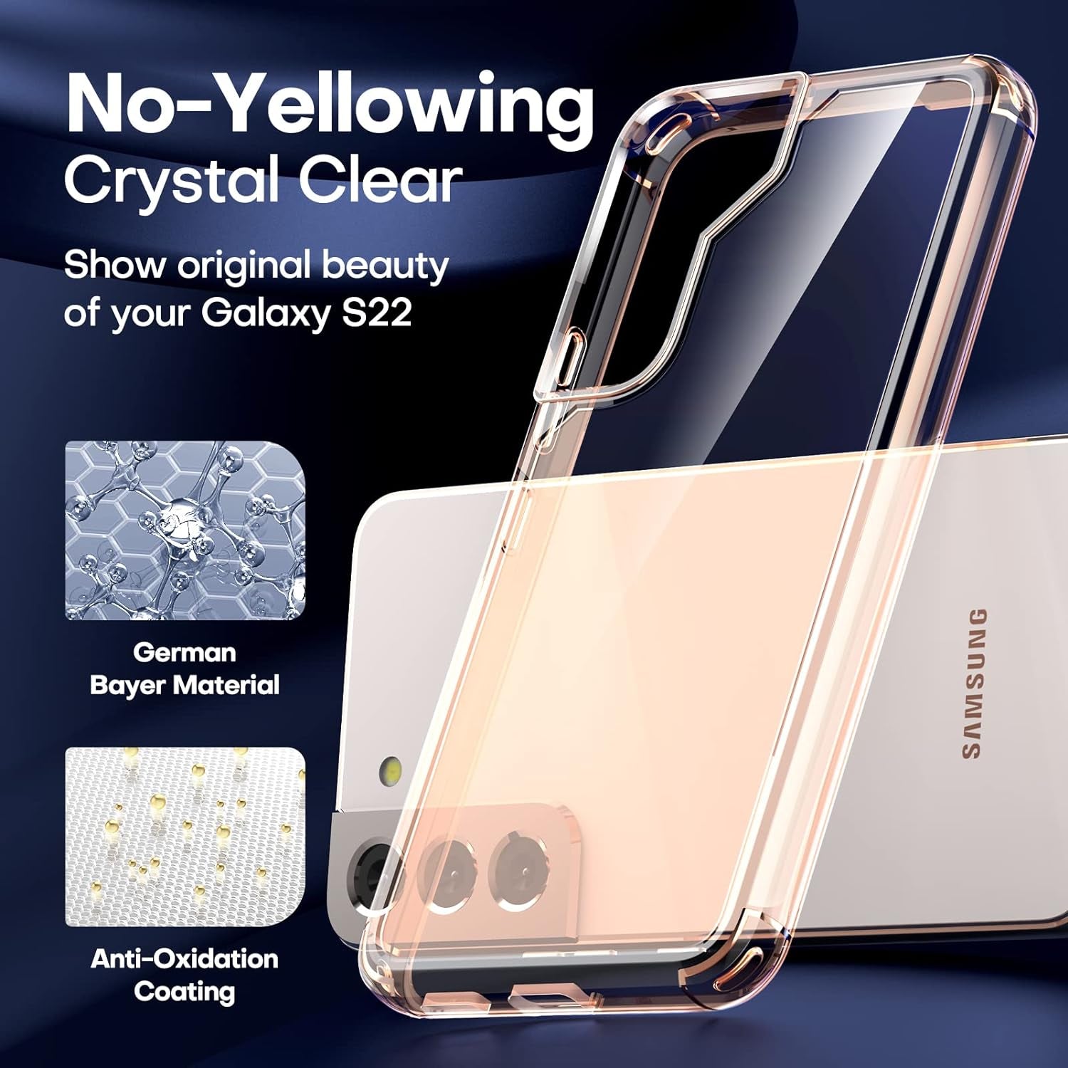 TAURI [5 in 1] Shockproof Designed for Samsung Galaxy S22 Case 5G 6.1 Inch, with 2 Pack Tempered Glass Screen Protector + 2 Pack Camera Lens Protector [Military Grade Protection] Slim Thin Cover  TAURI   