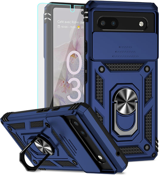 For Pixel 6A Case,Google Pixel 6A Phone Case,With Screen Protectors and Camera Cover,[Military Grade] 16Ft.Drop Tested Cover with Magnetic Kickstand Protective Case for Google Pixel 6A, Blue  SKTGSLAMY   