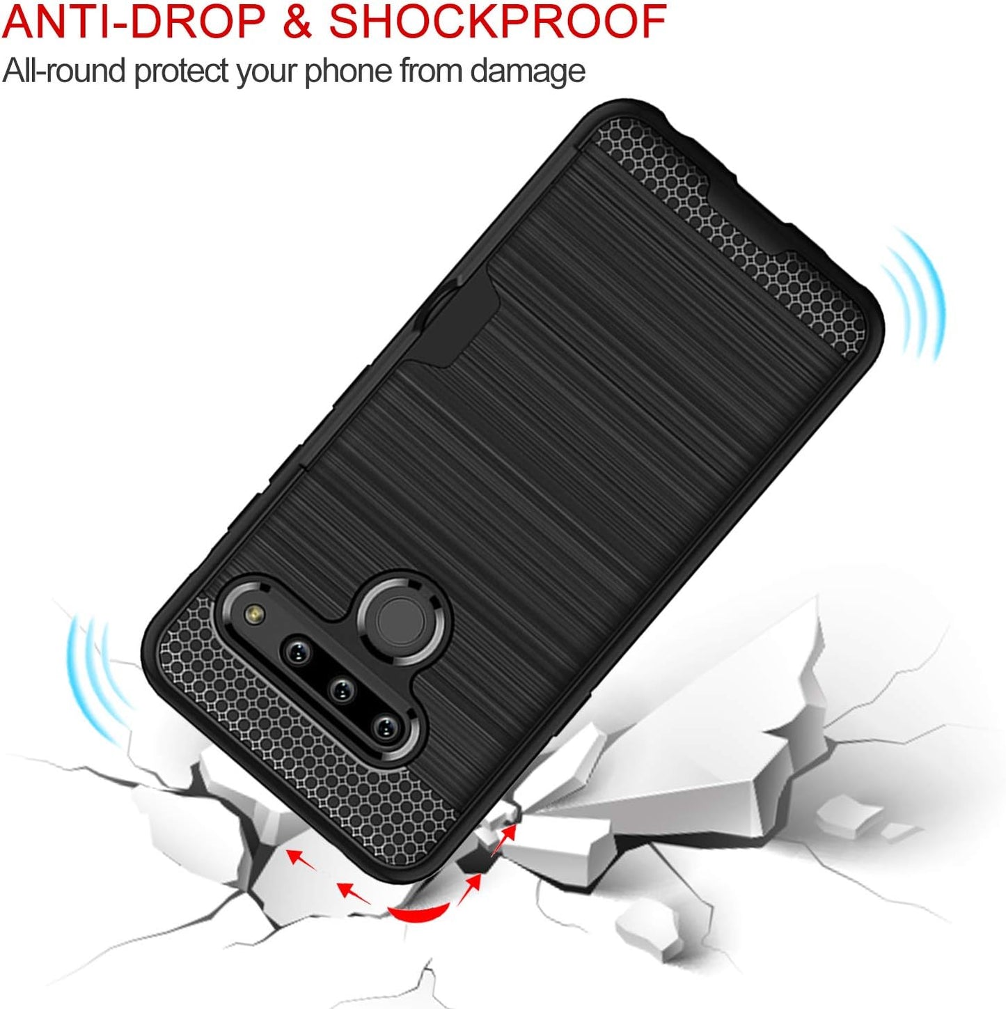 Case for LG G8, Thinq Case with Card Slot Holder, Shock Absorption Case Protective Cover for LG G8 (Black)  jia   