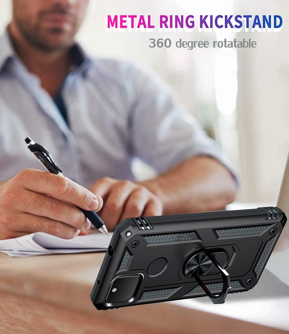 Yerebel for Pixel 4A 5G Case, Pixel 5XL G025I Case with Tempered Glass Screen Protector, [Military Grade] [Metal Ring] [Magnetic Support] Defender Heavy Duty Armor Cover for Google Pixel 4A 5G (Black)  Yerebel   