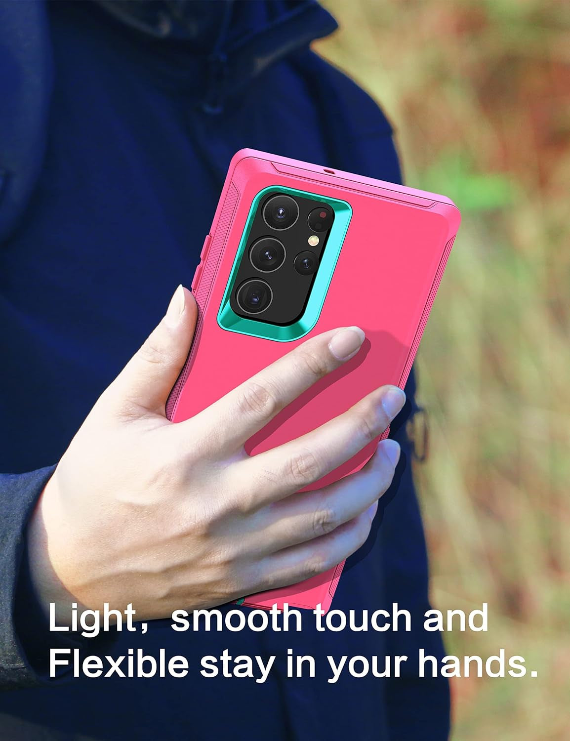 MXX Galaxy S22 Ultra Case - Heavy Duty Shockproof Rugged Bumper, Full Protection Dust Proof Cover, 6.8" (Pink/Light Blue)  Mxx Accessories llc   