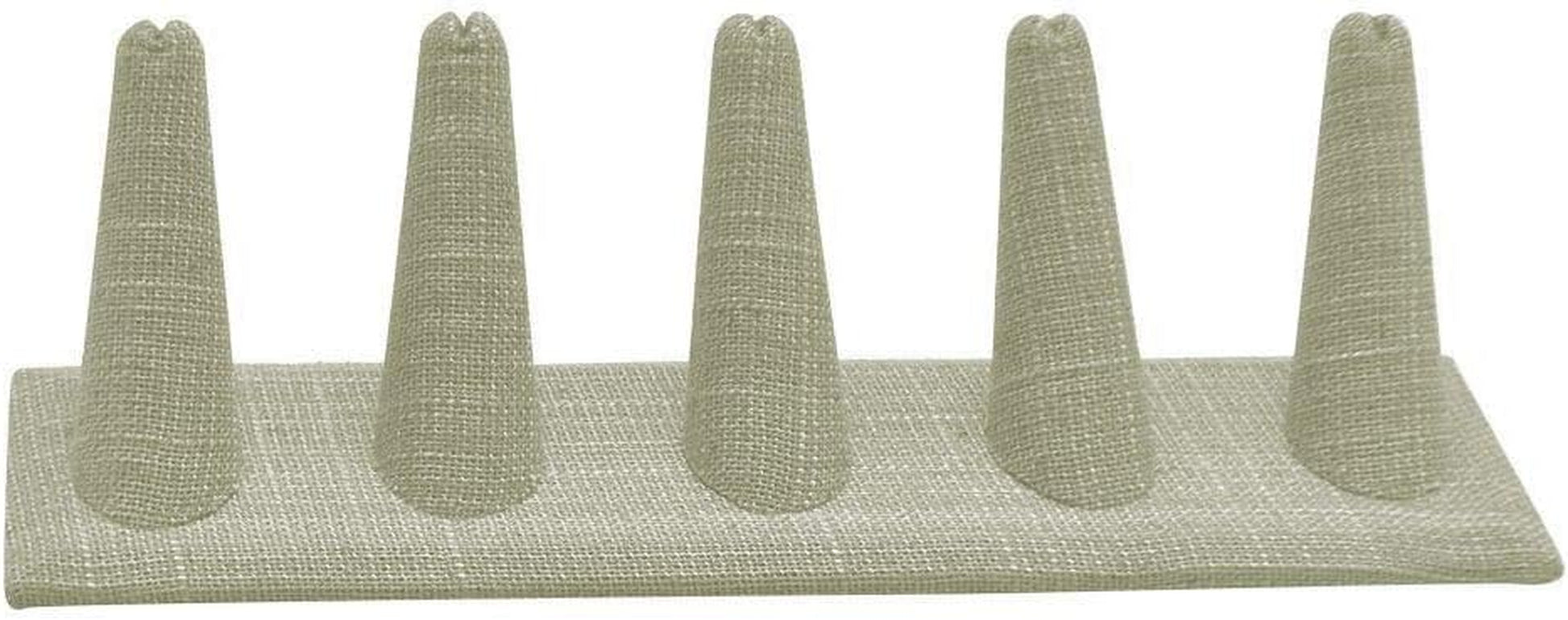 Novel Box® Single Finger Beige Linen Ring Stand Holder Jewelry Display 2X2X2 + NB Cleaning Cloth  Novel Box Grey Linen 5 (8X2X2") 