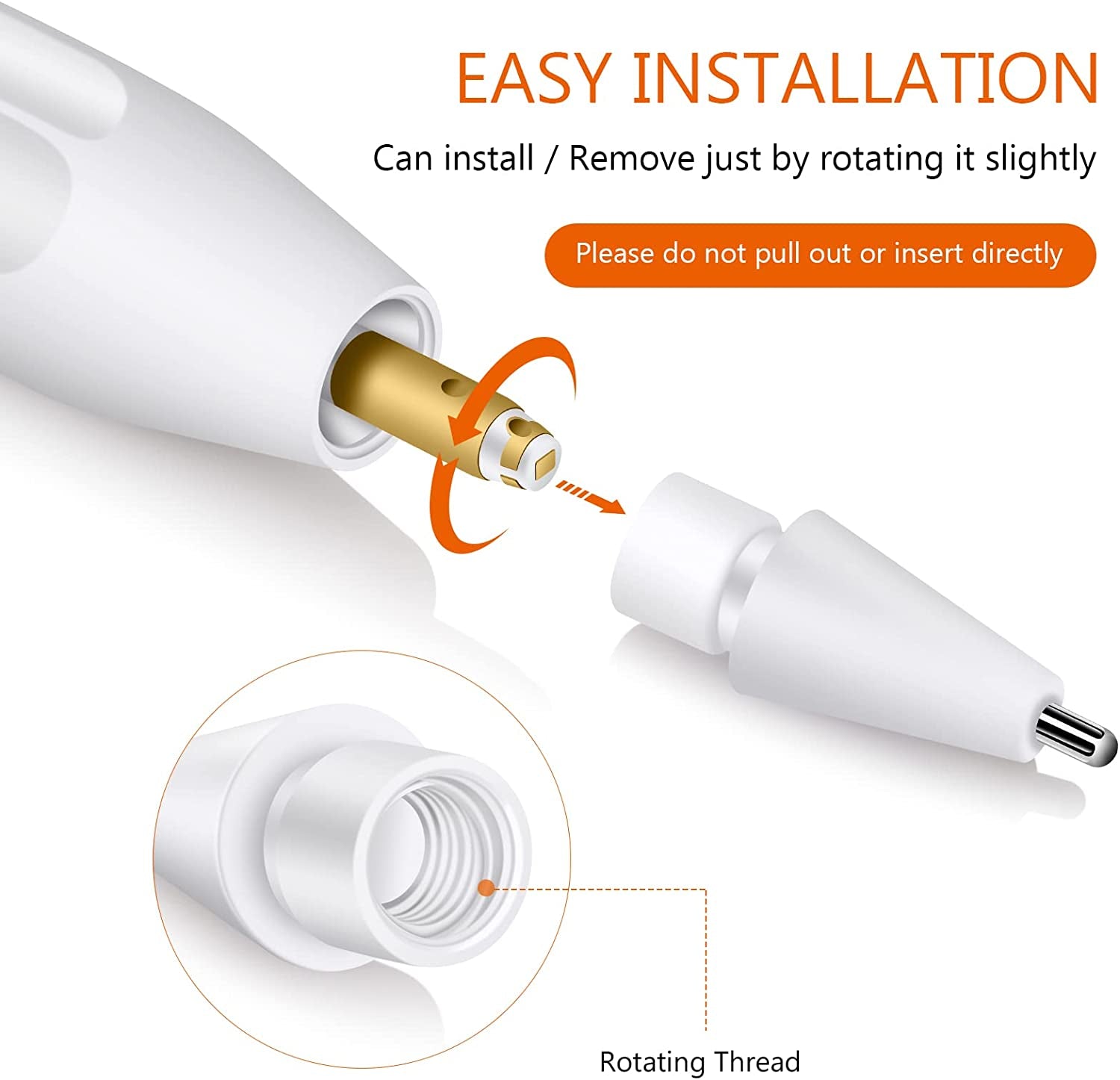 5-Pack Replacement Pencil Tips + 5-Pack Replacement Metal Needle Pencil Stylus Tip for Apple Ipad Pencil 1St Gen & 2Nd Gen with 4 Pencil Tip Cover  Shenzhen QiXiang Glass Lens Limited Company   