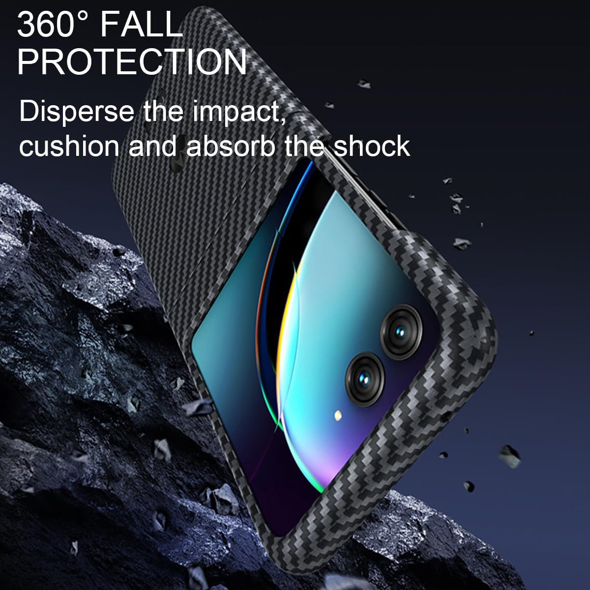 Haeuorey for Motorola Razr plus Case, 100% Aramid Fiber Slim Fit Motorola Razr+ Case, Full Cover Shockproof Slim Phone Protection Case Cover for Moto Razr+ plus 5G (2023) (Black)  Haeuorey   