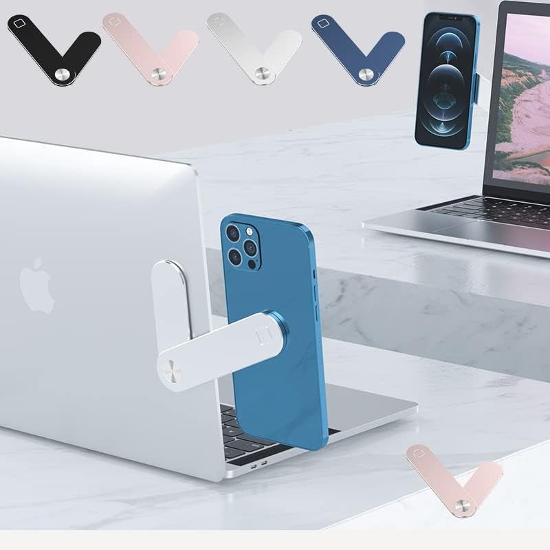 Magnetic Phone Holder for Laptop, Laptop Side Mount Clip Compatible with All Mobile Phone, Improve Office and Home Efficiency. (Rose Gold)  Duo Technology   