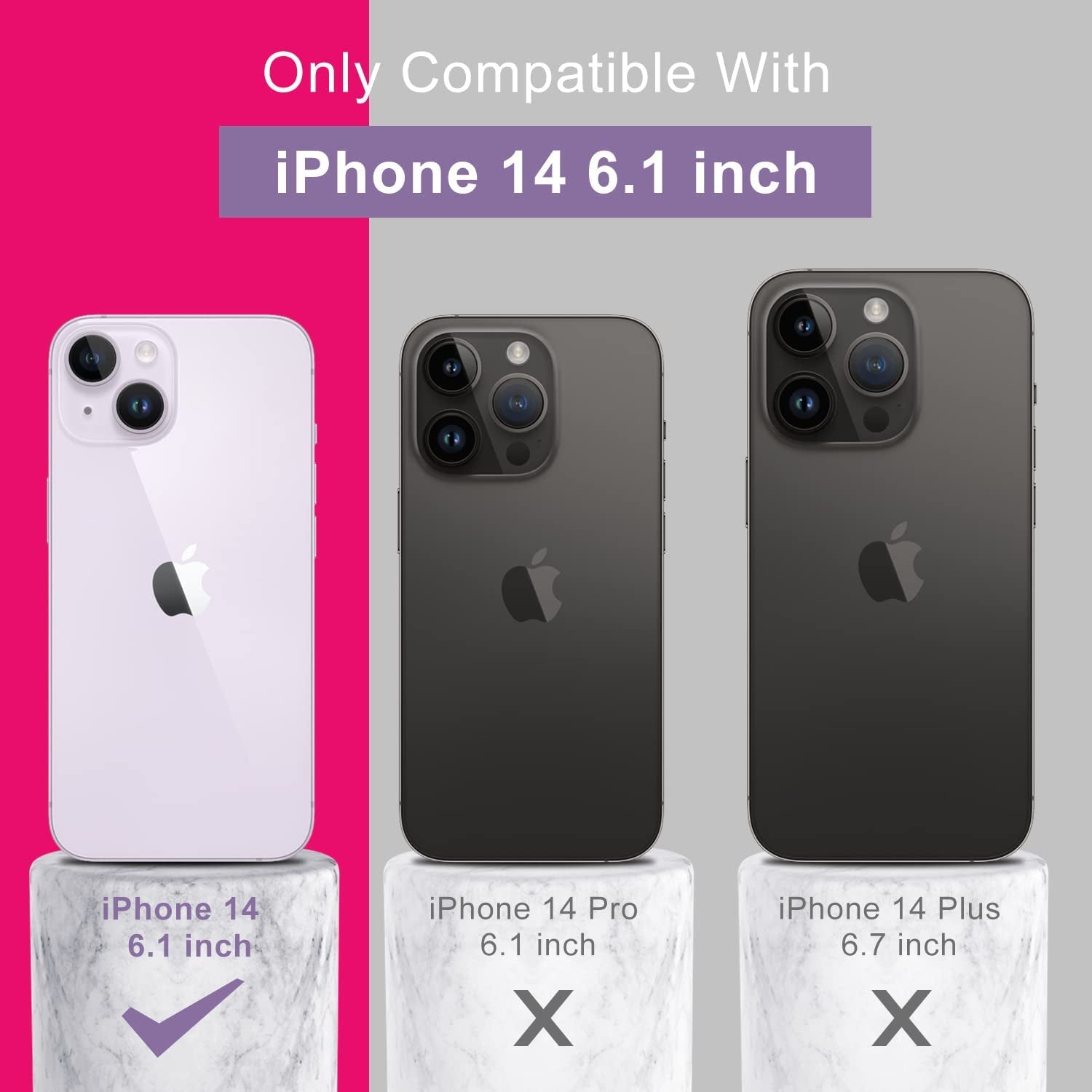 DEENAKIN Iphone 14 Case with Screen Protector,Enhanced Camera Cover,Passing 16Ft Drop Tested Soft Silicone Gel Rubber,Slim Fit Protective Phone Case for Iphone 14 6.1" Hot Pink  DEENAKIN   