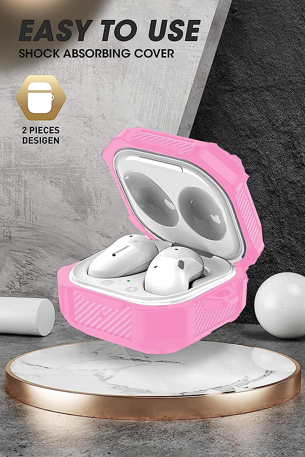 Xuyoz Galaxy Buds 2 Case, Galaxy Buds Pro Case, Galaxy Buds Live Case for Men Women with Keychain, Rugged Shockproof Galaxy Earbuds Protective Skin Case Cover for Galaxy Buds 2/Pro/Live  Xuyoz   