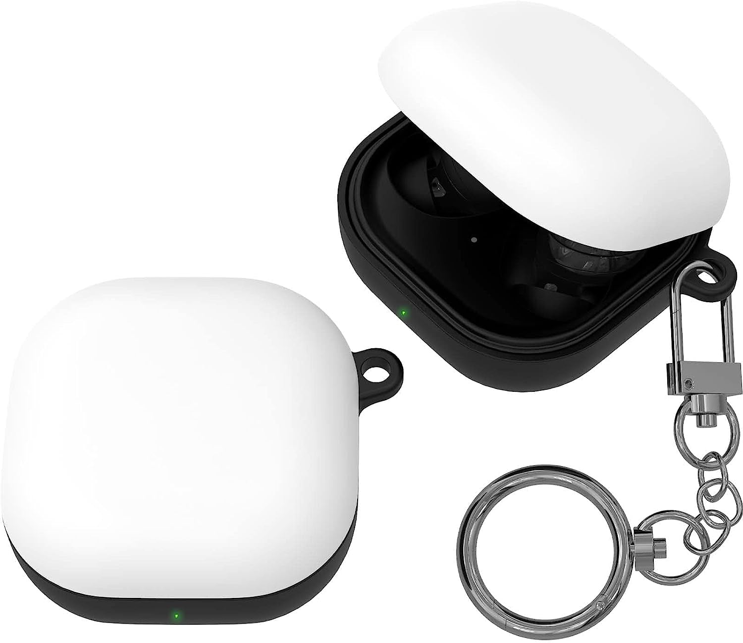 JUST4YOU for Galaxy Buds Pro Case, Galaxy Buds Live Case, Galaxy Buds 2 Case Cover with Keychain, Thin Fit Hard Case (Black) CS_HD_GBL_GBP_GB2_BK  S2B Corporation White  