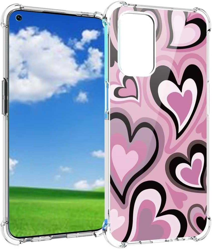 Saiaty Lideqee Designed for Oneplus Nord N200 5G/Oppo A93 5G Case, Pink Love Heart Coffee Latte Swirls Valentines Graphic Designed for Oneplus Case Women Girls, Soft TPU Trendy Case for Oneplus  saiaty lideqee Pink 2  