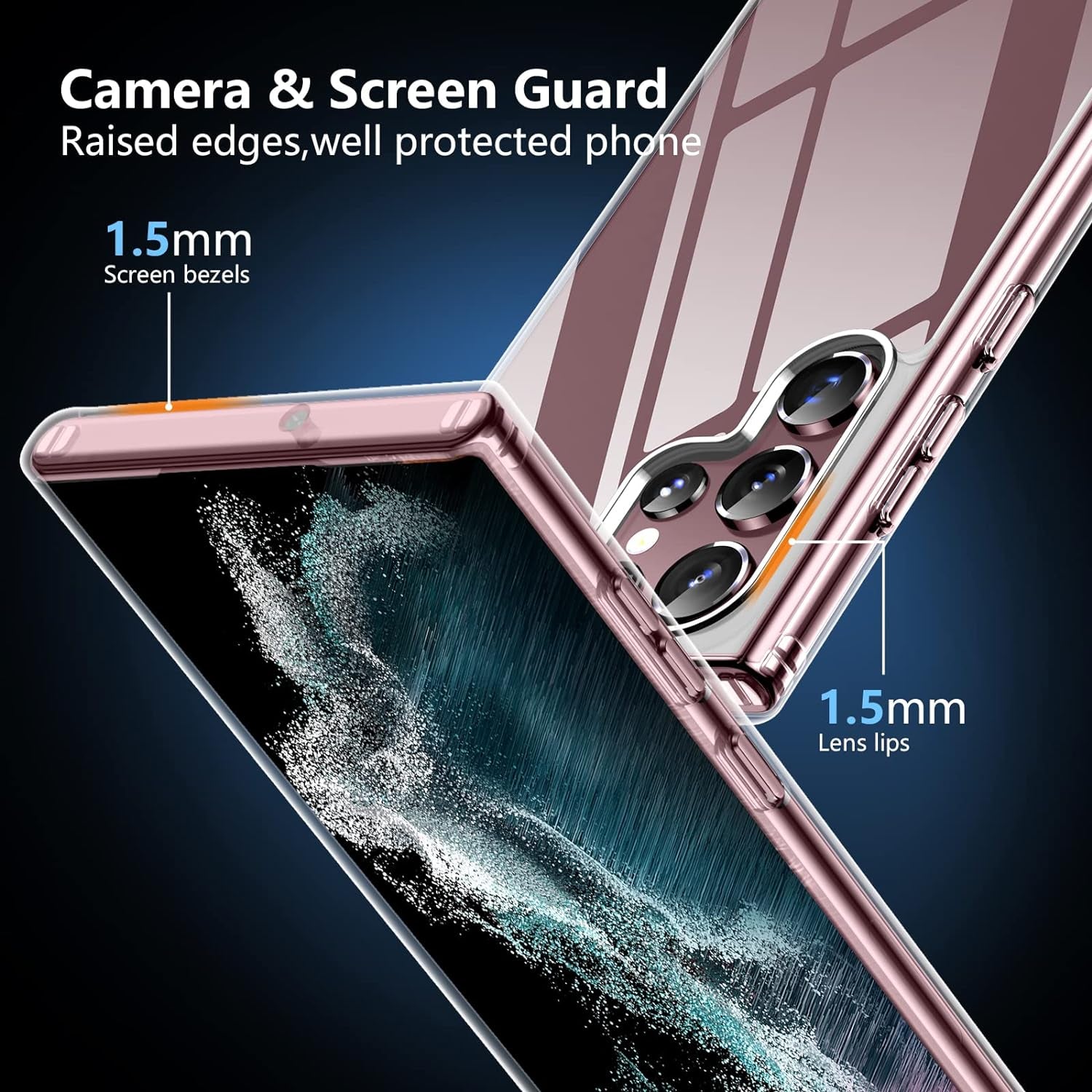 SPIDERCASE Designed for Galaxy S22 Ultra Case, Crystal Clear Slim Thin Clear Cover for Galaxy S22 Ultra 6.8 Inch 2022, Clear  SPIDERCASE   