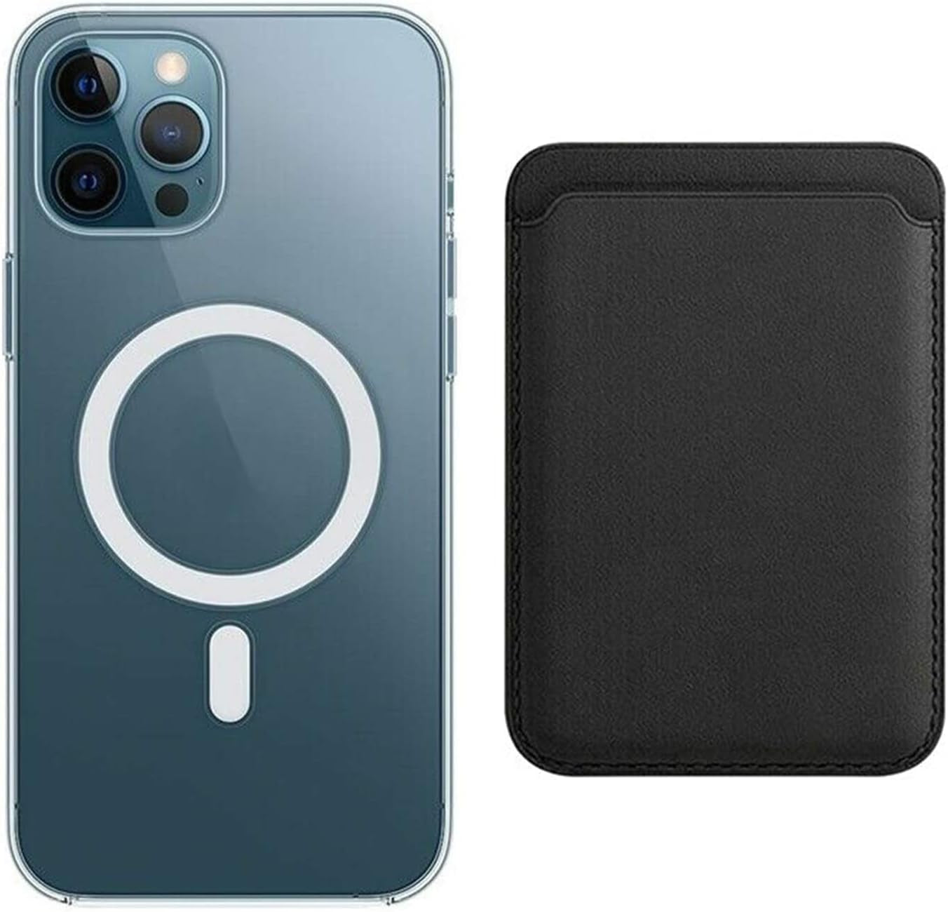 TYPLAUSE Iphone 13 Mag-Safe Leather Wallet Card Holder + Magnetic Clear Phone Case Cover (Brown)  Typlause Clear Case + Black 6.1 (iPhone 13 Pro) 