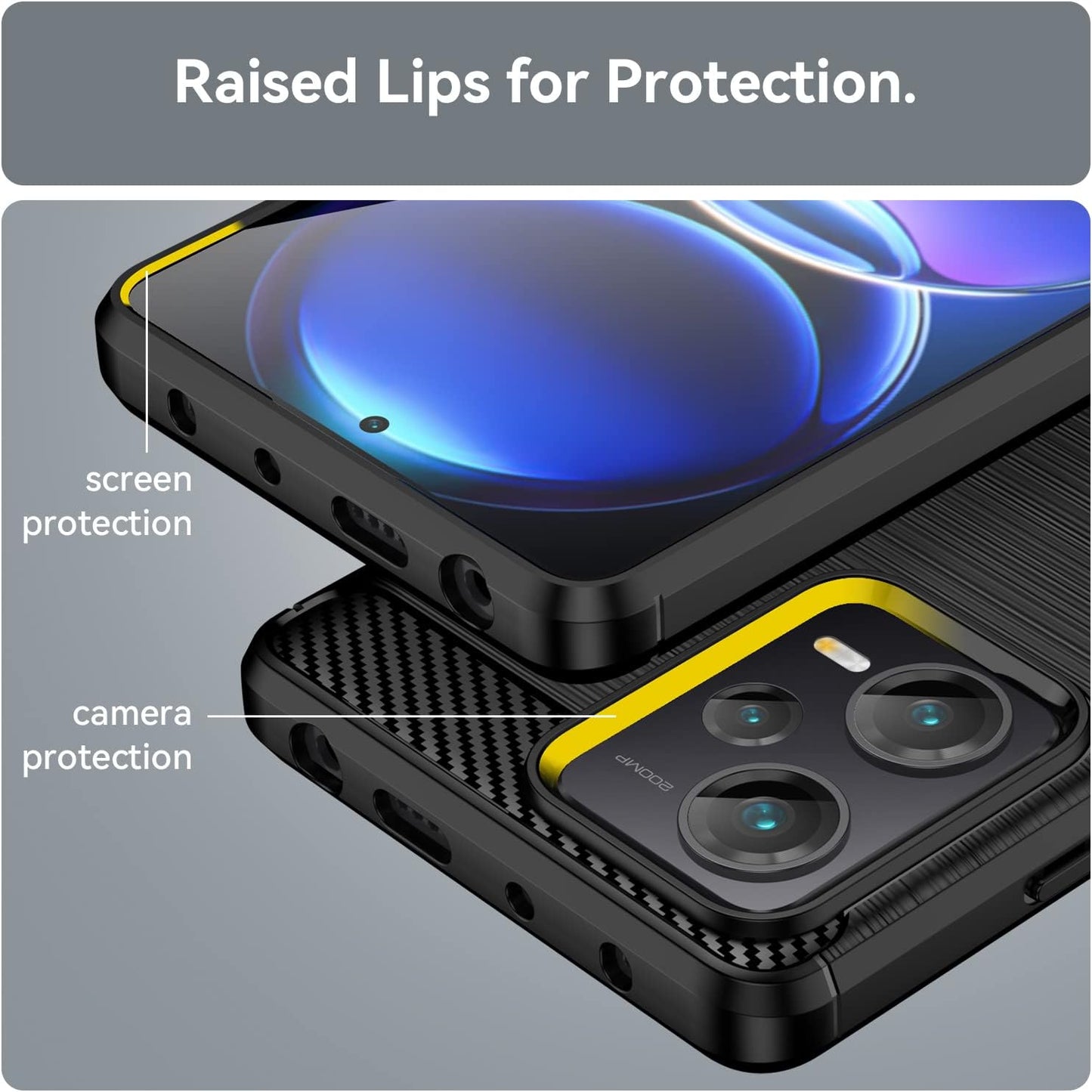 For Redmi Note 12Pro+ plus 5G Case, Shockproof Phone Case - Anti-Fall Protection Phone Case Shock-Absorbing Flexible TPU Carbon Fiber Protection Phone Case - for Xiaomi Redmi Note 12Pro plus 5G(Black)  Aikcks   