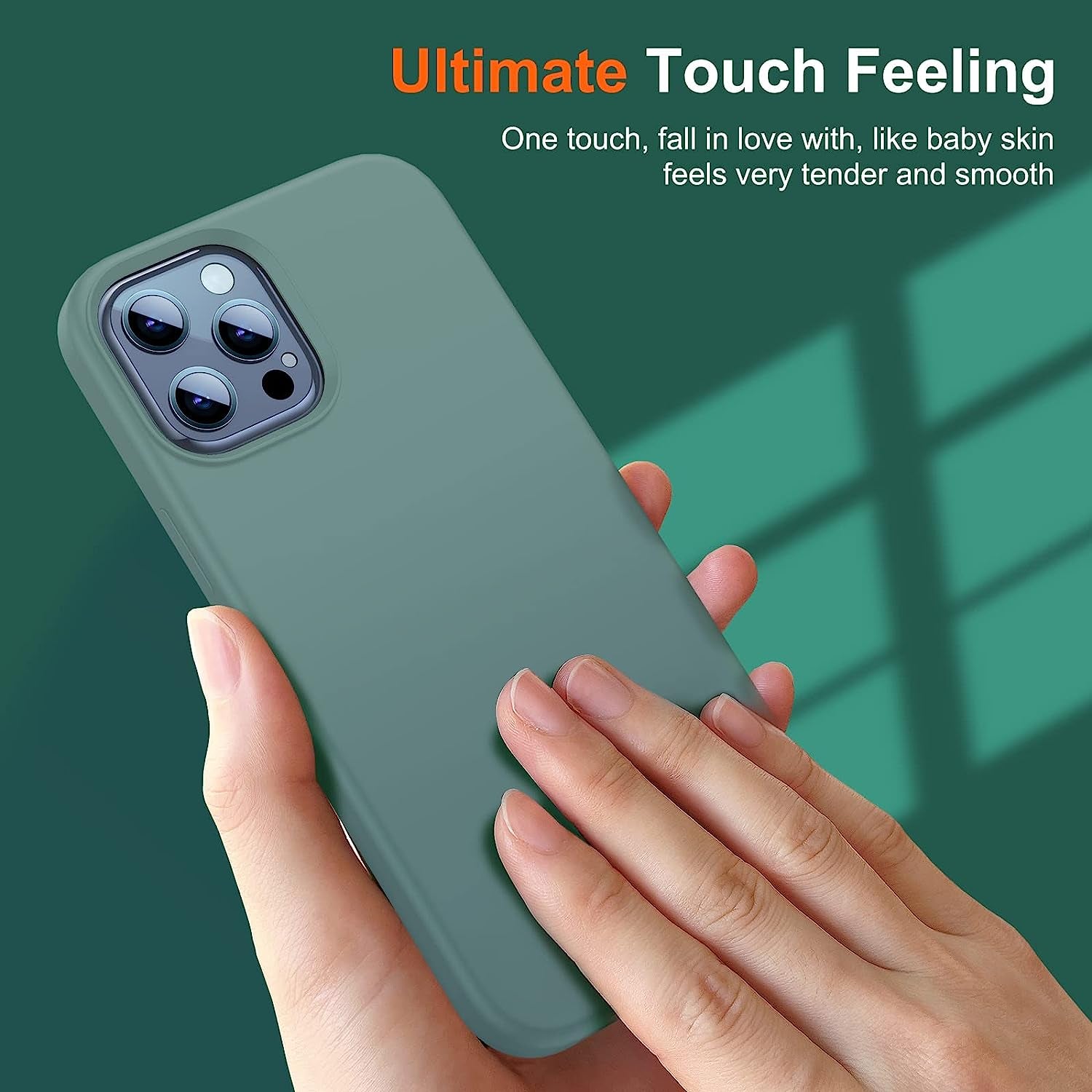 Uyiton [5 In1] Liquid Silicone Iphone 12 PRO Max Case, [Drop Protection] [Full Covered] Shockproof Slim Thin Cover with Microfiber Lining, with 2Xscreen Protector +2Xcamera Lens Protector-Green  Uyiton   