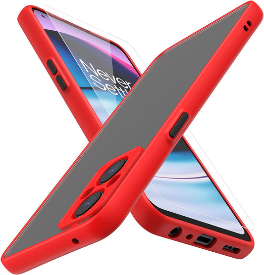 MAKAVO Slim Fit for Oneplus Nord N20 5G Case with Screen Protector [Ultra Thin] [Camera Cover] Full Protection Flexible Bumper Hard Matte PC Back Cover for One plus N20 5G (Red)  MAKAVO   