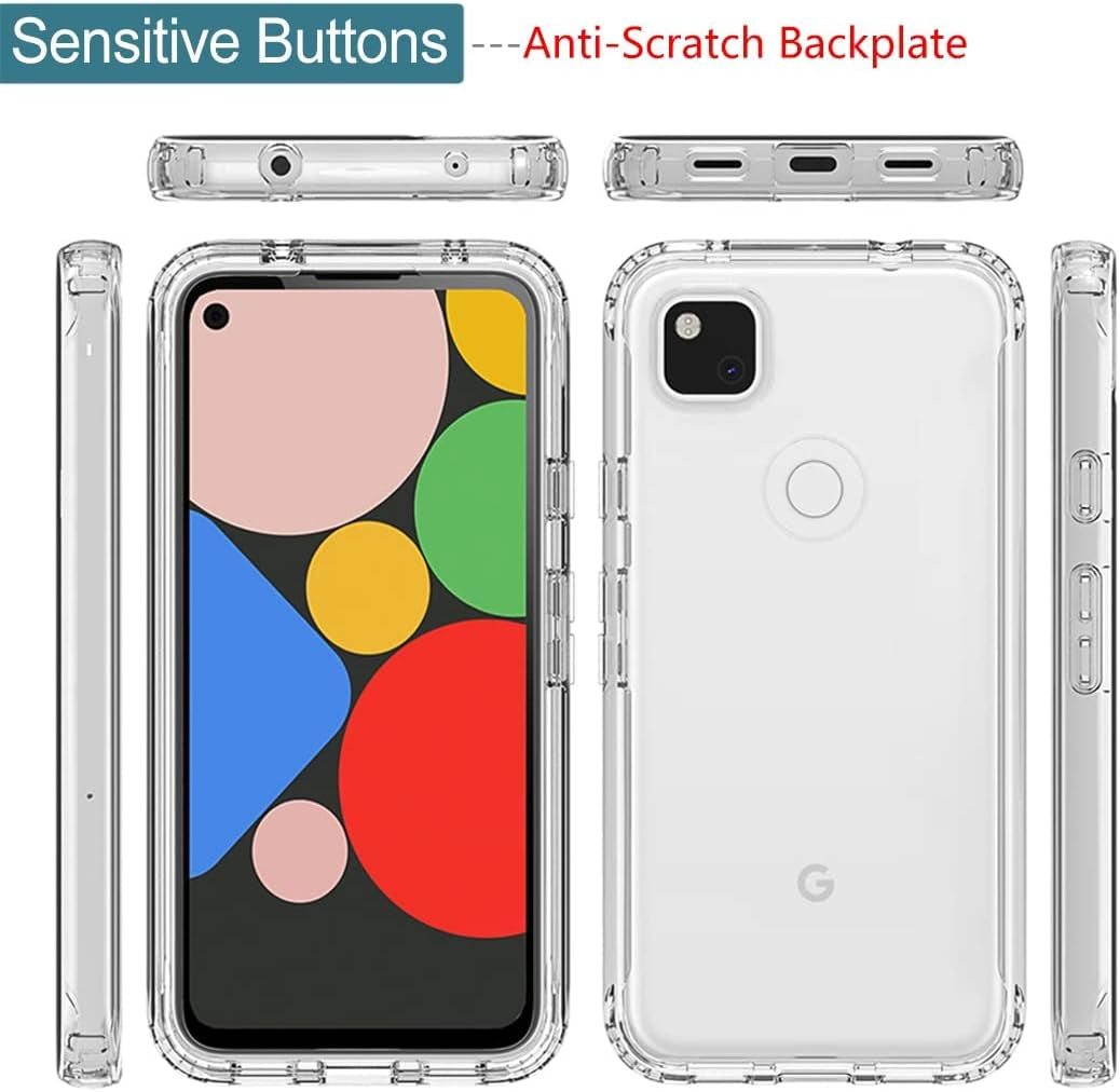Zoeirc Case for Google Pixel 4A (Not Fit 4A 5G) G025J Case with Tempered Glass Screen Protector, Soft 360 Full Body Shockproof Hybrid Bumper Crystal Clear Case Cover for Google Pixel 4A (Clear)  Zoeirc   