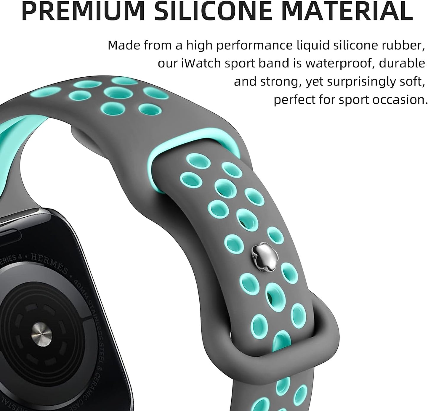 Getino Compatible with Apple Watch Band 40Mm 38Mm 41Mm 42M 44Mm 45Mm 49Mm for Women Men Iwatch SE Ultra Series 8 7 6 5 4 3 2 1, Stylish Durable Breathable Soft Silicone Slim Sport Replacement Bands  Getino   