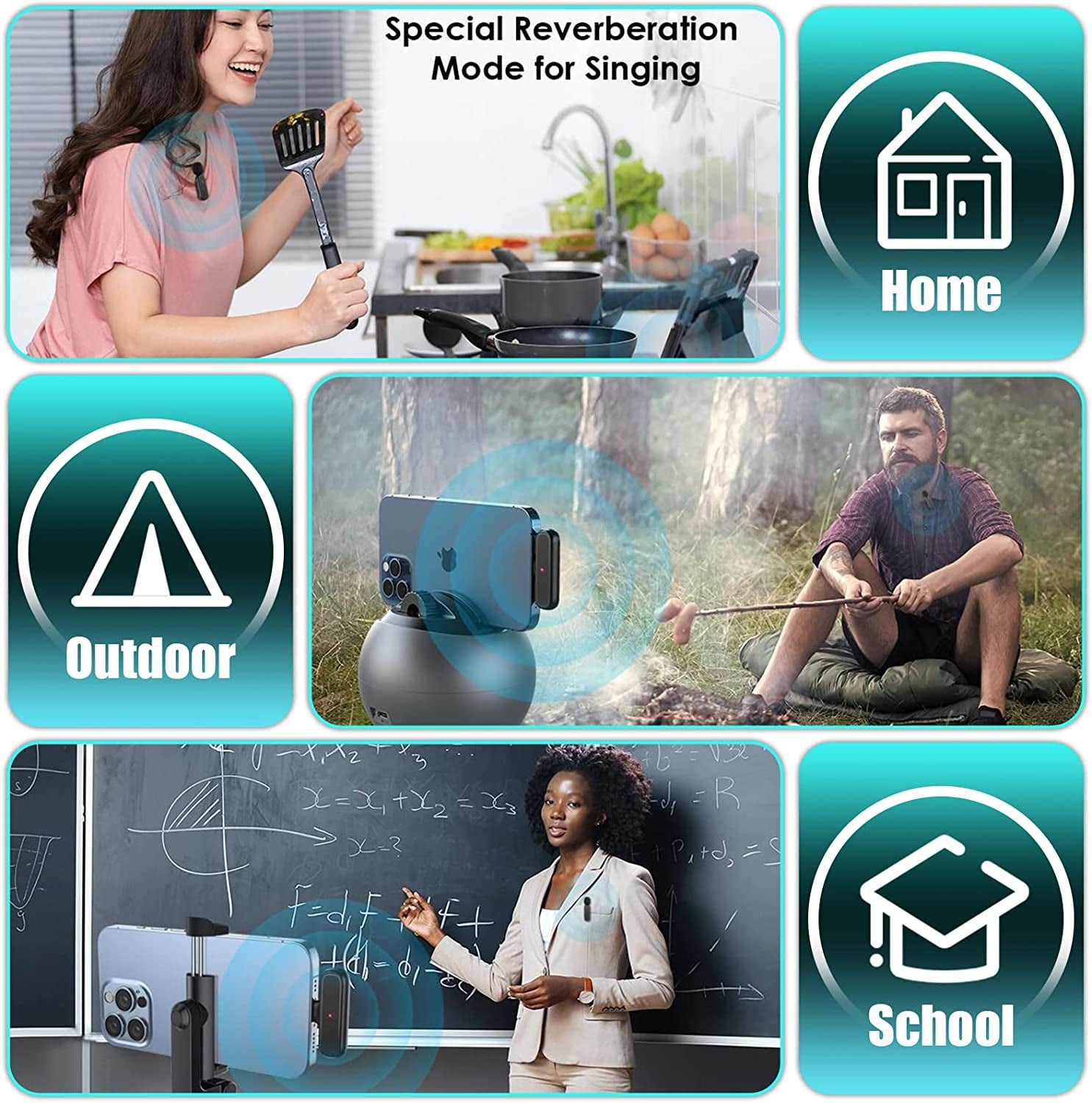 Wireless Microphones, 2 Pcs Wireless Lavalier Microphones with Charging Case , Professional Wireless Lavalier Microphone for Iphone and Ipad for Recording, Live Stream, Youtube, Facebook (Black)  OPULENO   