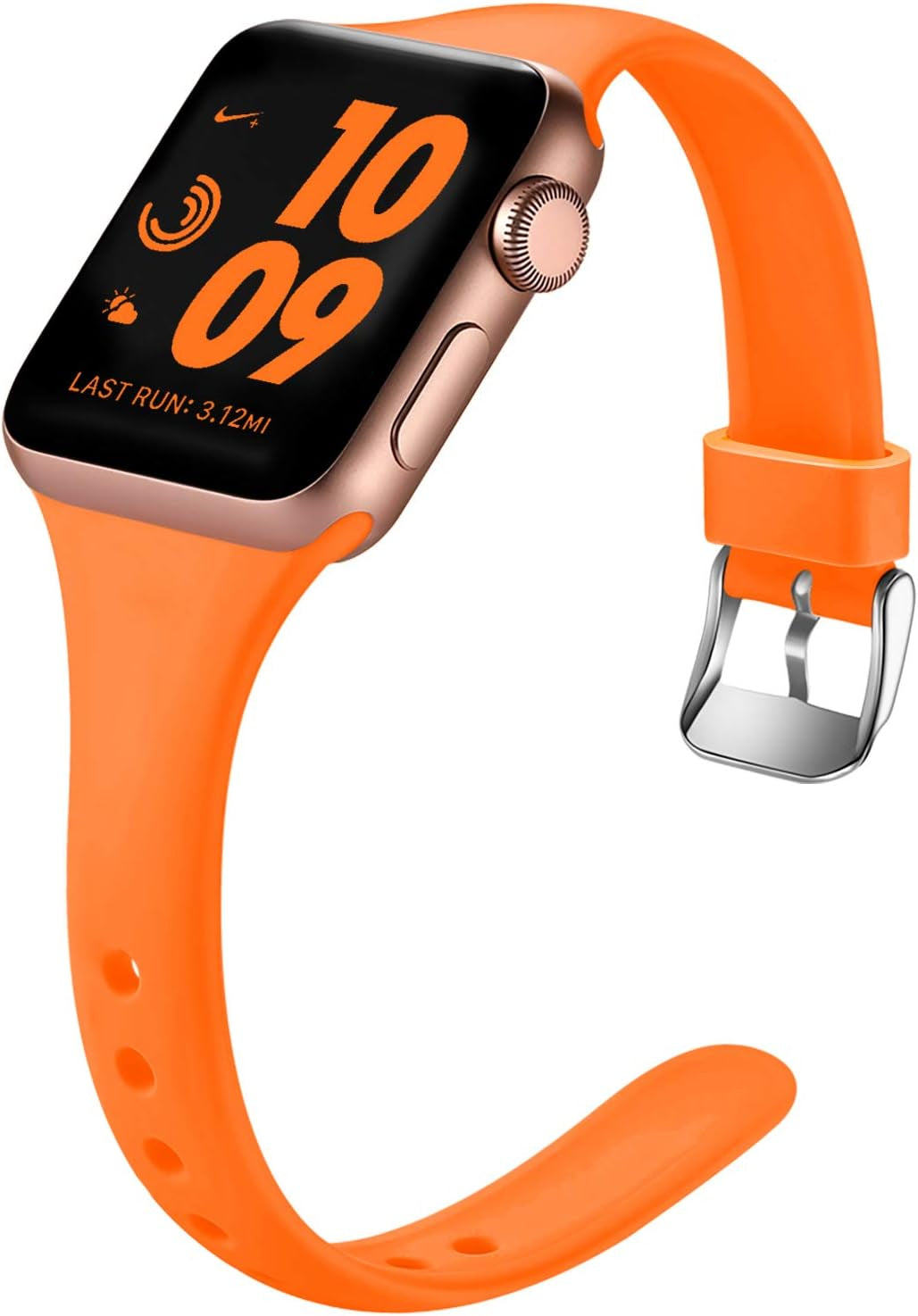 Laffav Slim Band Compatible with Apple Watch 49Mm 45Mm 44Mm 42Mm Iwatch SE & Ultra & Series 8/7/6/5/4/3/2/1 for Women Men, Black, S/M  Laffav Luminous Orange 42mm/44mm/45mm/49mm M/L 