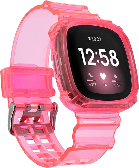 Afoskce Bands for Fitbit Versa 3 Bands/Fitbit Sense Bands/Fitbit Sense 2 Bands/Fitbit Versa 4 Bands for Women Men,Adjustable TPU Clear Bumper Protective Case Replacement Band for Watch  Afoskce   