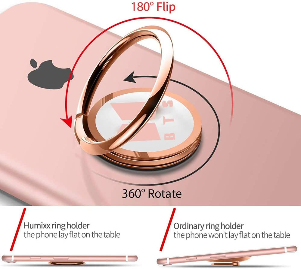 2 Pack Phone Ring Holder Finger Kickstand Universal 360° Rotation Metal Ring Grip for Magnetic Car Mount Compatible with All Smartphone(Grey&Rose)  Elecphone   