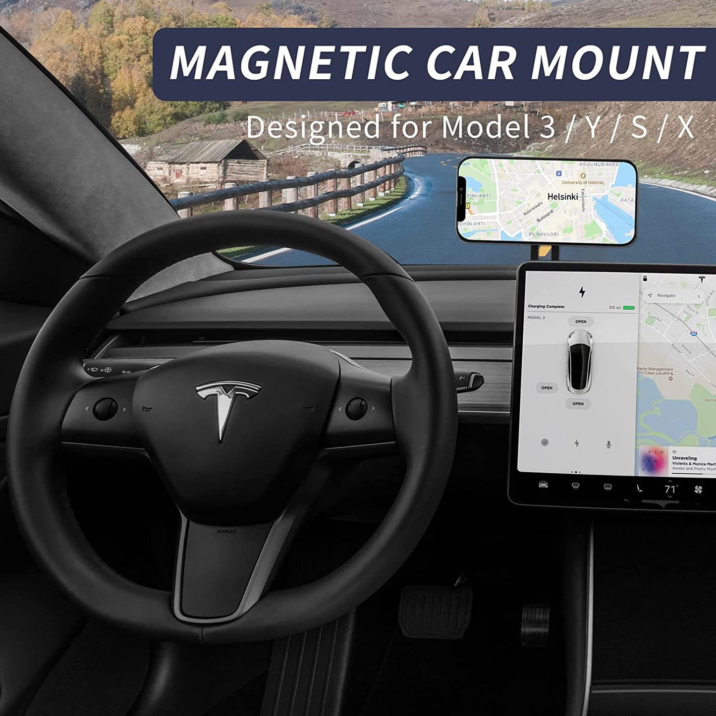 Wonarby Magnetic Phone Holder for Car - Tesla Model 3/X/Y/S Accessories Phone Mount - Magsafe Compatible with Iphone 12/13/14 and Samsung Cell Phones Car Holder  Wonarby   