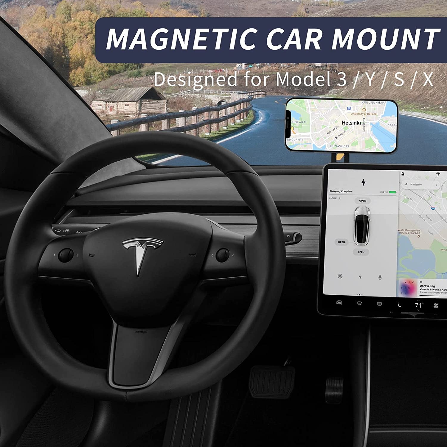 Wonarby Magnetic Phone Holder for Car - Tesla Model 3/X/Y/S Accessories Phone Mount - Magsafe Compatible with Iphone 12/13/14 and Samsung Cell Phones Car Holder  Wonarby   