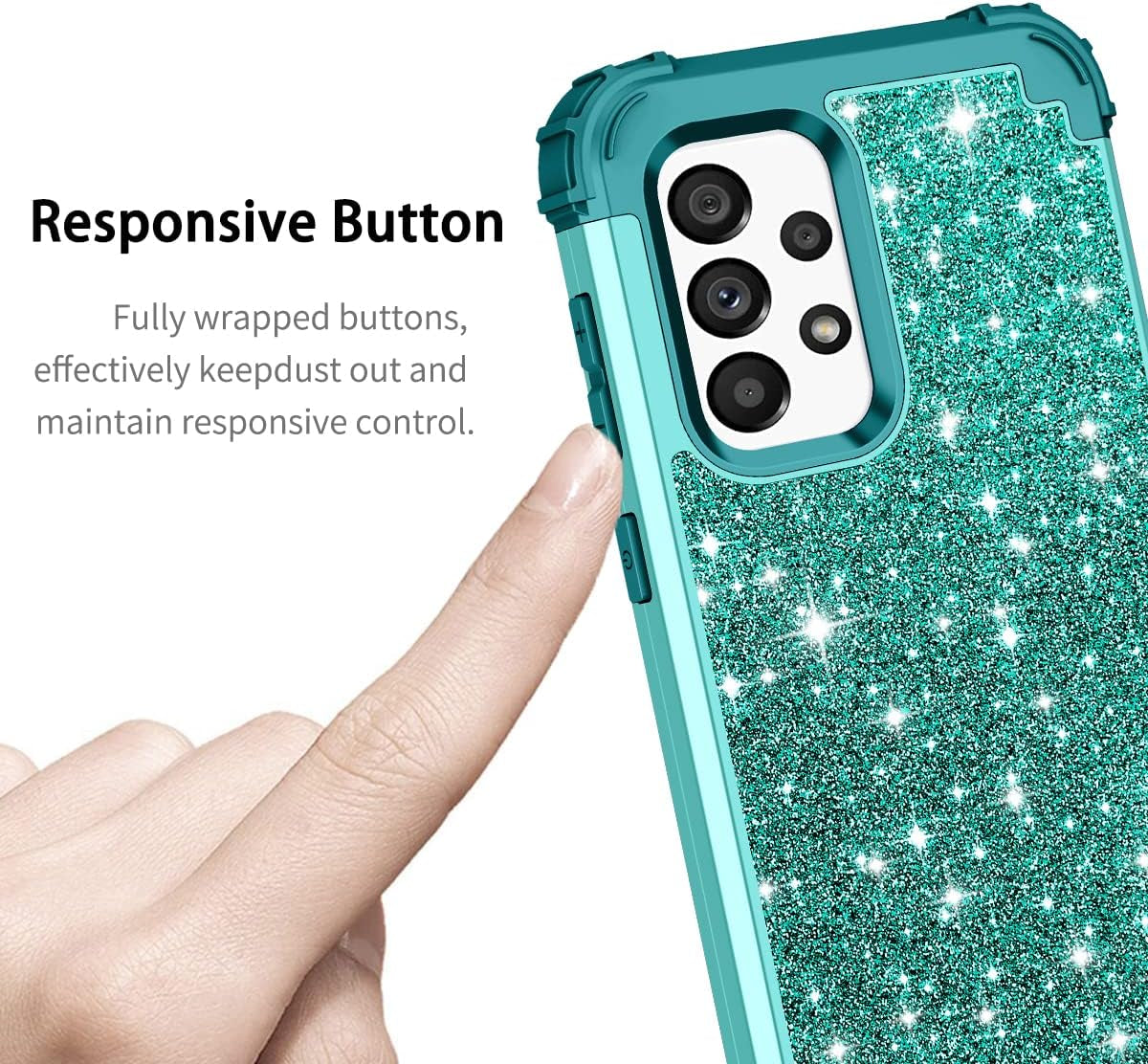LONTECT for Galaxy A53 5G Case Glitter Sparkly Bling Shockproof Heavy Duty Hybrid Sturdy High Impact Protective Cover Case for Samsung Galaxy A53 5G 2022, Dark Blue/Green  Lontect   