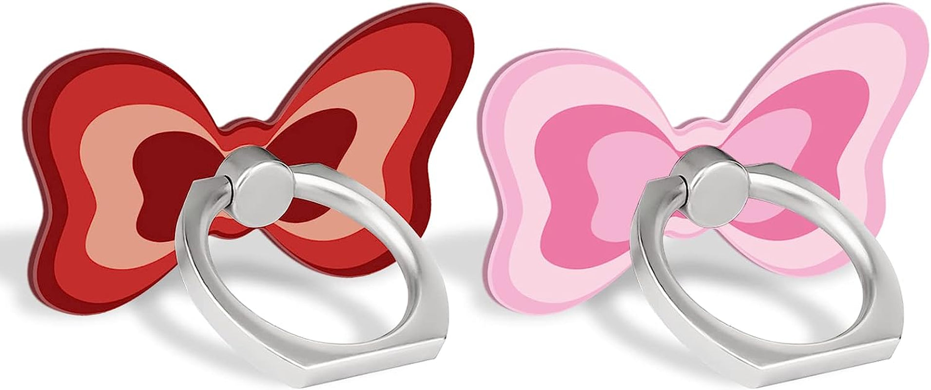 LSL Cute Butterfly Cell Phone Ring Holder 360°Rotation Metal Finger Stand Kickstand Universal Compatible with Iphone Samsung Galaxy LG Google Pixel Ipad Three Pack Pink Blue Purple Pretty Butterfly  LSL Pink Red Bowknot  