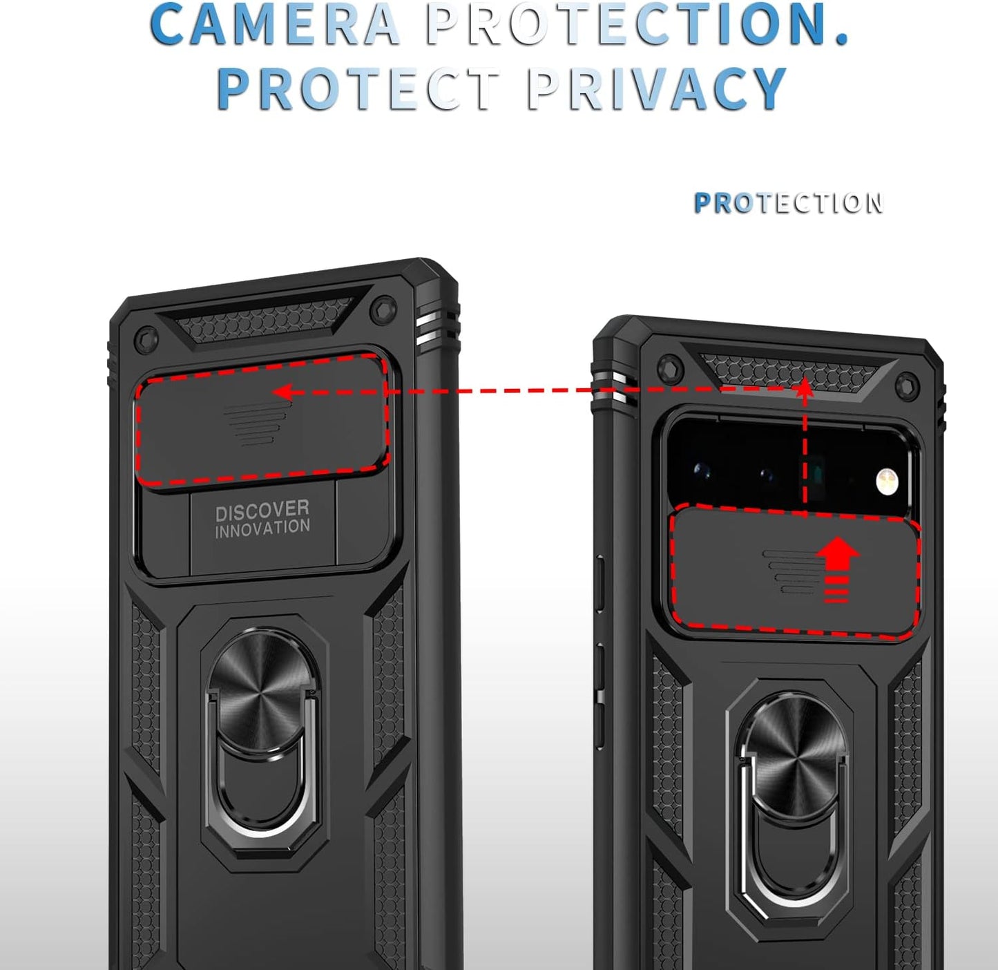 IYTRRYH for Google Pixel 6 Pro Case 5G with Tempered Glass Screen Protector with Magnetic Car Kickstand Ring&Camera Cover Shockproof Military Grade Drop Heavy Duty Protection Men Pixel 6 Pro 6.7'Black  IYTRRYH   