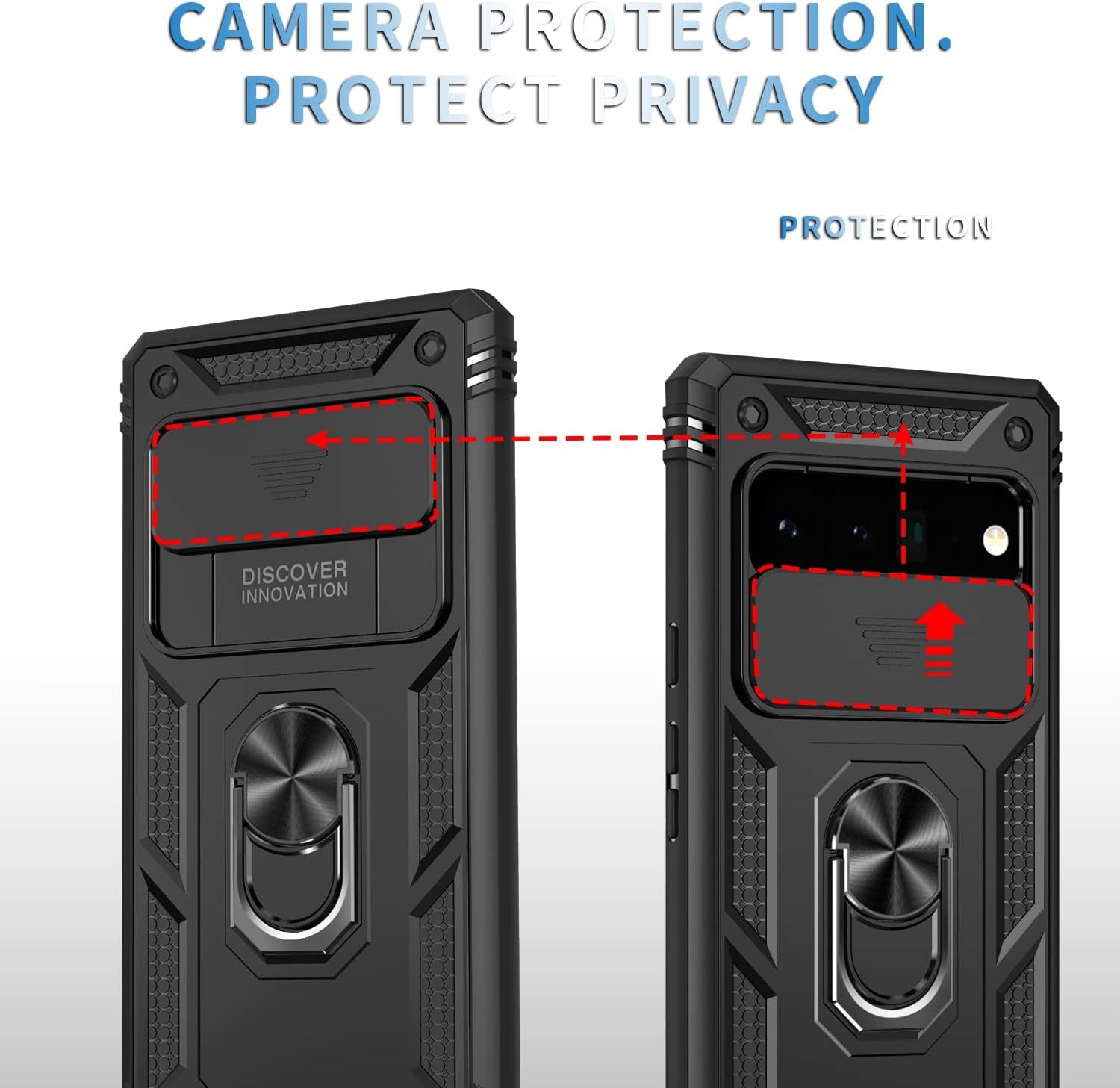 IYTRRYH for Google Pixel 6 Pro Case 5G with Tempered Glass Screen Protector with Magnetic Car Kickstand Ring&Camera Cover Shockproof Military Grade Drop Heavy Duty Protection Men Pixel 6 Pro 6.7'Black  IYTRRYH   