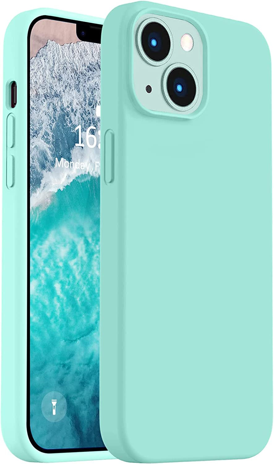 Vooii Compatible with Iphone 14 Case,[Silky Touch Premium Liquid Silicone] [Soft Anti-Scratch Microfiber Lining], Ultra Slim Shockproof Protective Case for Iphone 14 - Bright Orange  Vooii Sea Blue  