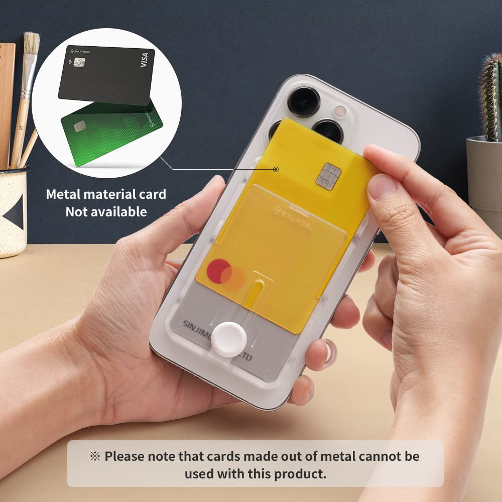 Sinjimoru Pop up Phone Wallet for Magsafe, Magnetic Phone Credit Card Holder for Back of Cell Phone Case with Quick Access for Iphone 12, 13 & 14 Series. M-Button Wallet Matte Clear  Sinjimoru Co.Ltd   