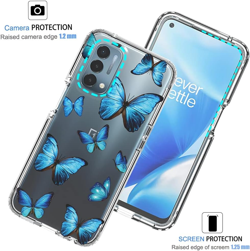 Vokuha Case for Oneplus Nord N200 5G, Oneplus N200 5G Case for Girls, Cute Floral Crystal Clear TPU Bumper Shockproof Protective Armor Cover for Oneplus Nord N200 5G (Butterfly)  Vokuha   