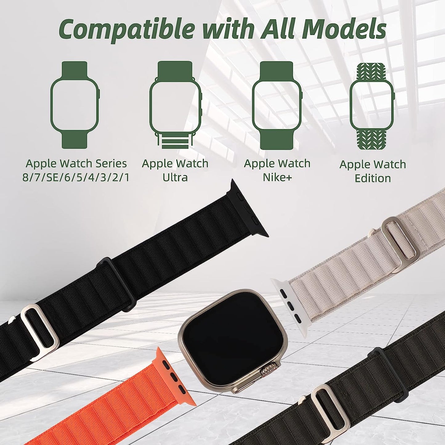 DYKEISS 3 Pack Alpine Loop Nylon Bands Compatible with Apple Watch Band 49Mm 45Mm 44Mm 42Mm 41Mm 40Mm 38Mm, Sport Titanium G-Hook Braided Strap for Iwatch Ultra Series 8/7/SE/6/5/4/3/2/1 Women Men  DYKEISS   