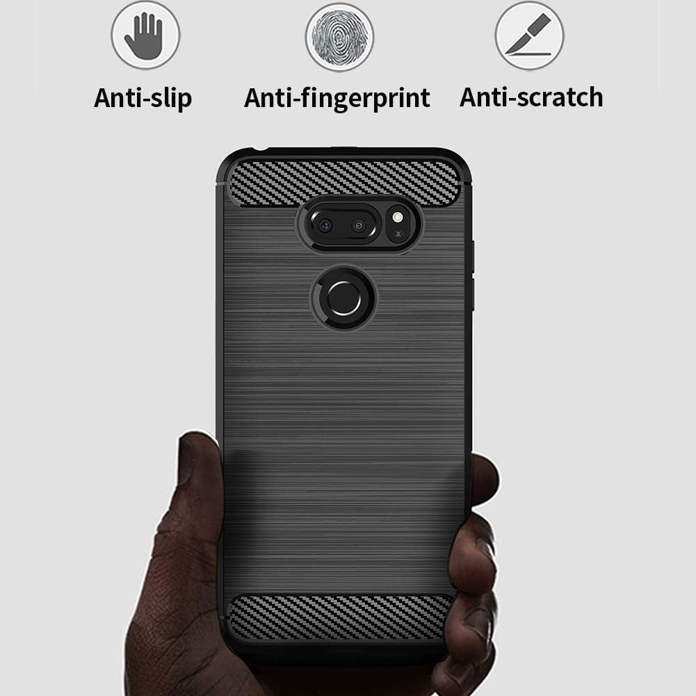 SNOSHO for LG V35 Case,Lg V30 Thinq Case,Slim Thin Silicone Soft Skin Flexible TPU Anti-Scratch Shockproof Carbon Fiber Protective Cases Cover for LG V30,Brushed Black  SNOSHO   
