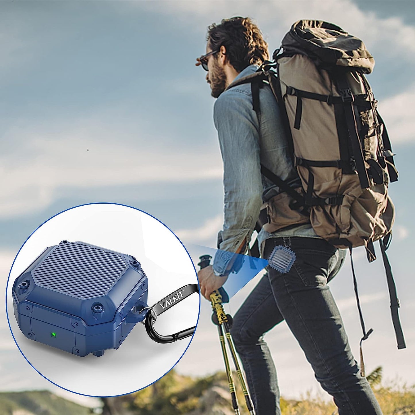 Valkit Compatible Samsung Galaxy Buds 2 Pro Case/Galaxy Buds Pro/2/Live Case Cover, Cool Military Full Body Shockproof Case with Keychain for Men Women Samsung Earbuds Protective Skin, Blue  VKT   