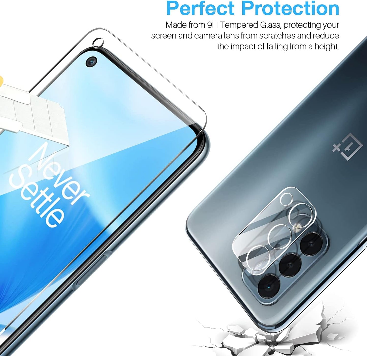 LK [4 Pack] 2 Pack Screen Protector for Oneplus Nord N200 5G + 2 Pack Camera Lens Protector, 9H Tempered Glass Screen Protector with Alignment Frame, Scratch-Resistant, Anti-Fingerprint, Smooth-Touch  LK   