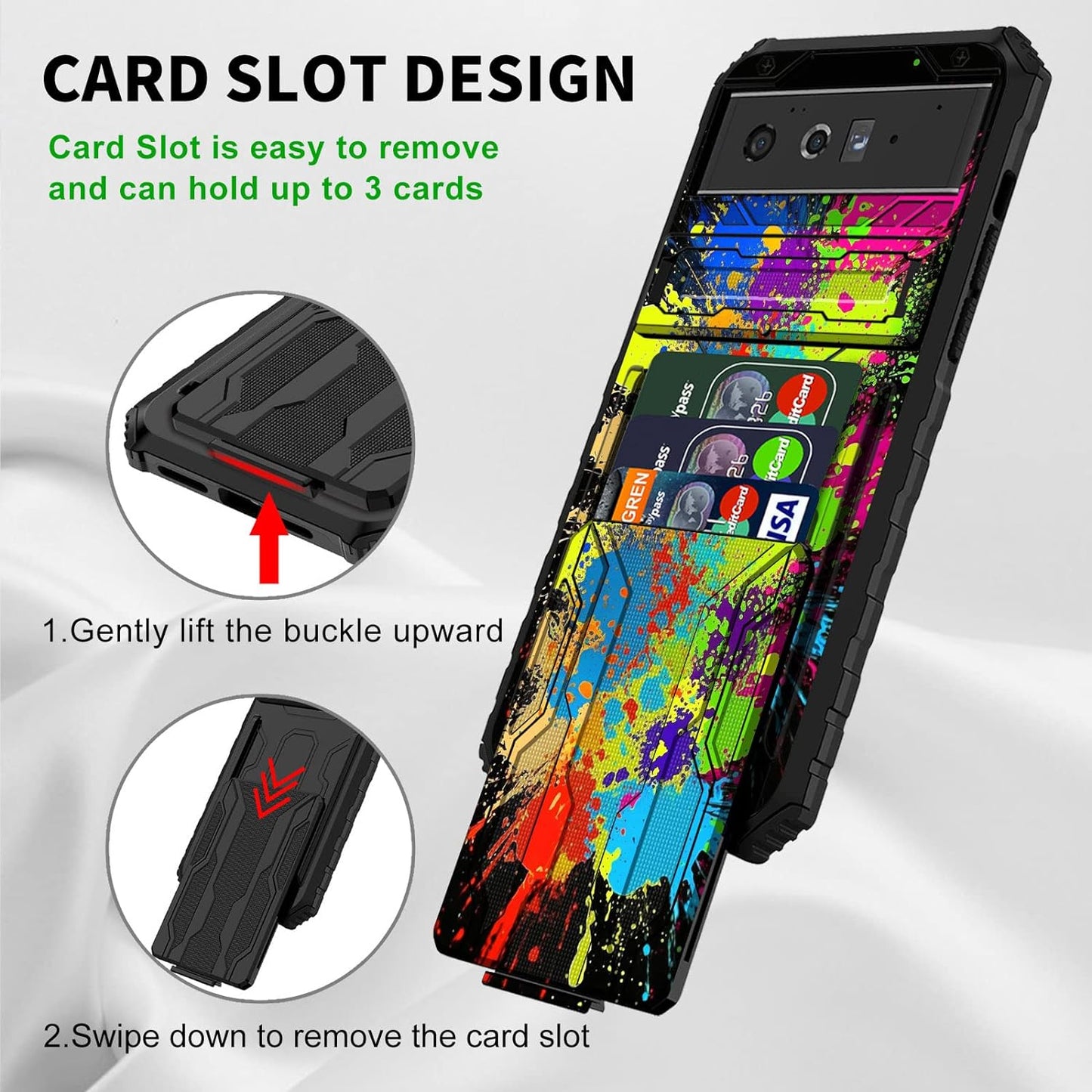 CGFGHHUY for Google Pixel 6 Case for Pixel 6 Wallet Case with Credit Card Holder & Kickstand Dual Layer Hard PC Soft TPU Protective Case for Google Pixel 6 6.4 Inch 2021 - Watercolor  CGFGHHUY   