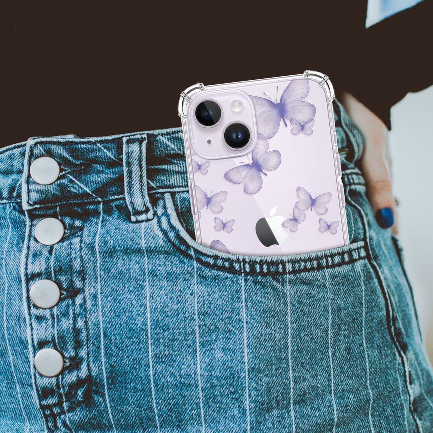 YOYORI Compatible with Iphone 14 Case Clear[With Screen Protector], Transparent Shockproof Protective Soft TPU Bumper Cover 6.1 Inch 2022 (Butterfly)  YOYORI   