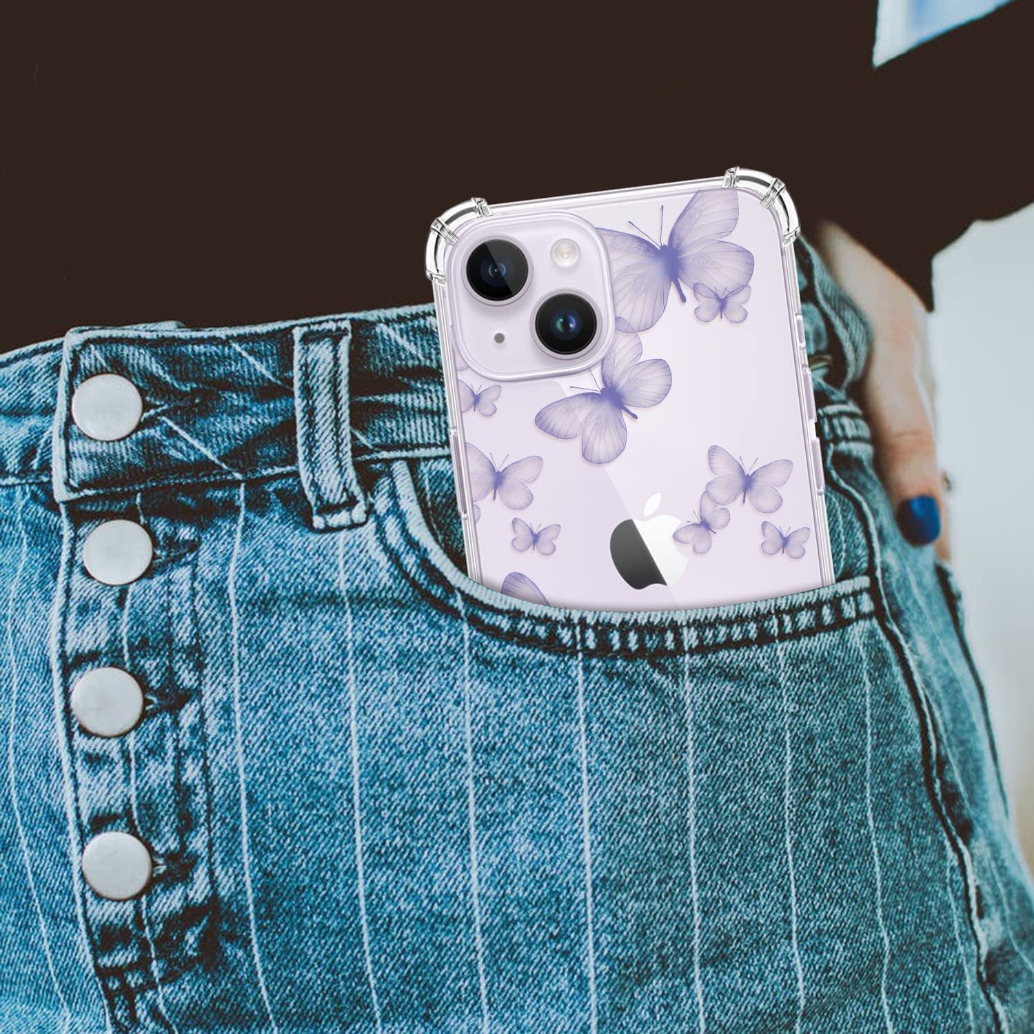 YOYORI Compatible with Iphone 14 Case Clear[With Screen Protector], Transparent Shockproof Protective Soft TPU Bumper Cover 6.1 Inch 2022 (Butterfly)  YOYORI   