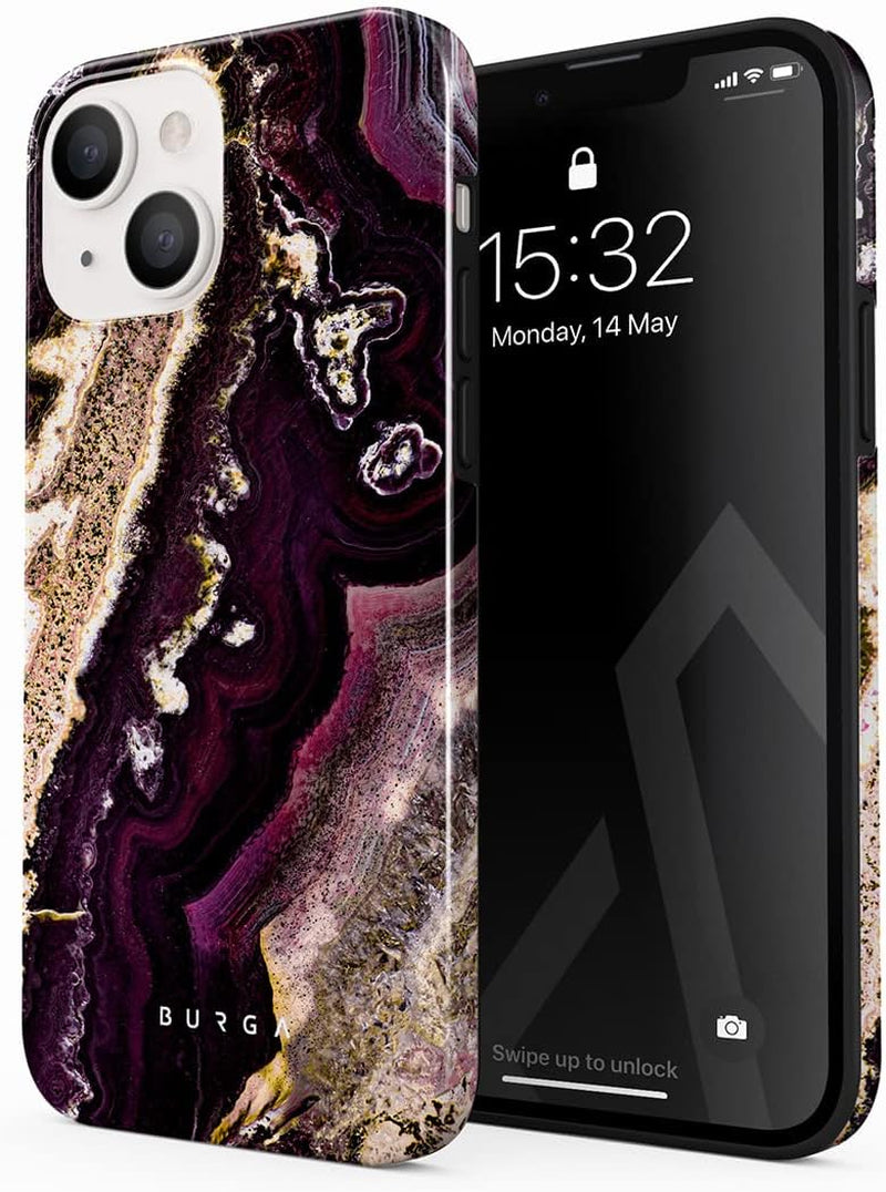 BURGA Phone Case Compatible with Iphone 14 PRO - Wireless Charging Compatible, Hybrid 2-Layer Hard Shell + Silicone Protective Case, Heavy Duty Protection, Slim Fit, Shock  BURGA Purple Skies Iphone 13 