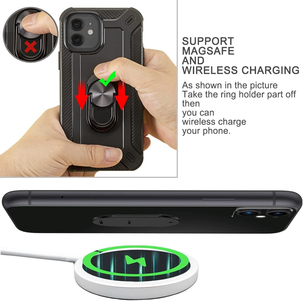 COOLQO Detachable Phone Ring Holder Stand for Wireless Charging and Magnetic Car Mount, 360 Degree Rotation Cell Phone Finger Grip Kickstand, Light Metal, Compatible with Iphone Samsung Smartphones  COOLQO   