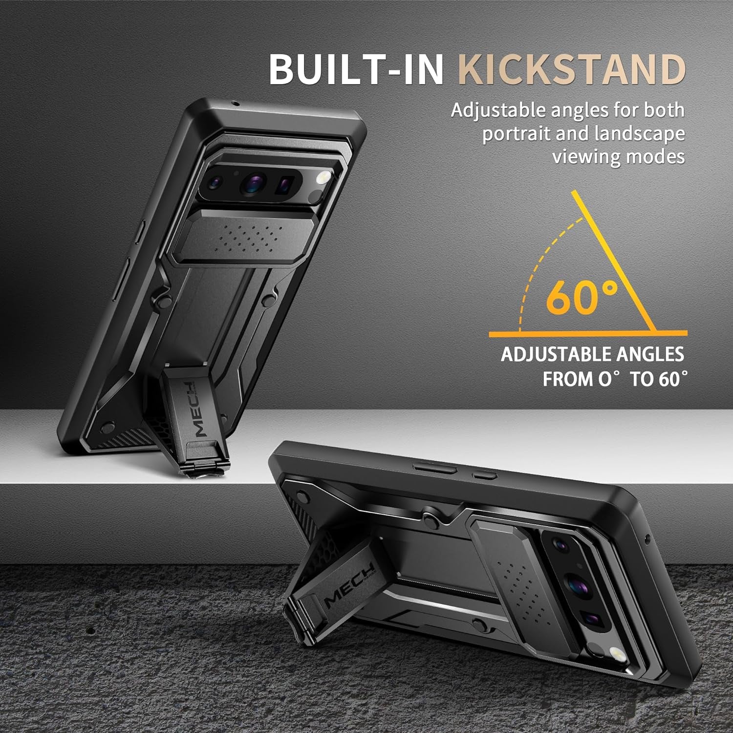 TONGATE for Pixel 8 Pro Case(2023), [Bulit-In Slide Camera Cover & Screen Protector] Military Grade Shockproof Rugged 5G Phone Case with Kickstand & Belt Clip for Google Pixel 8 Pro 6.7", Black  TONGATE   