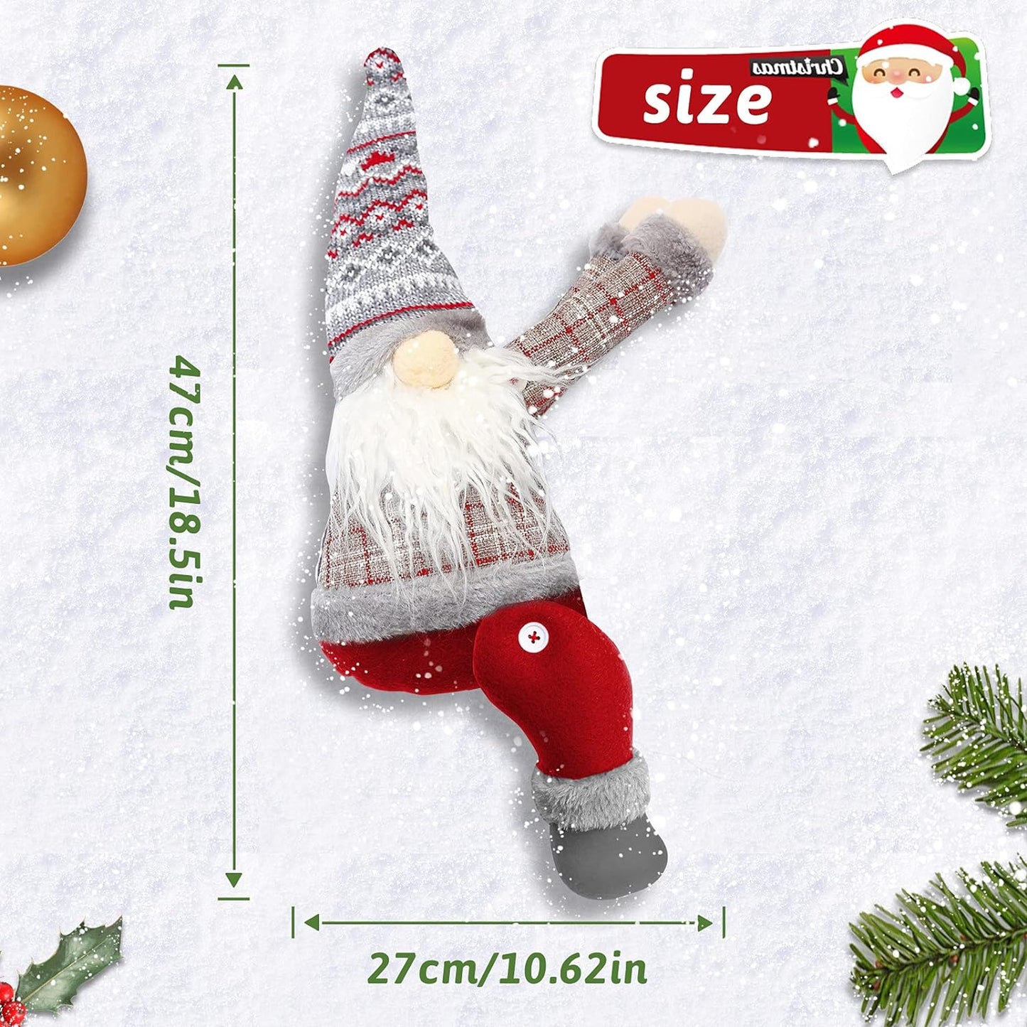 Gnome Tree Topper, Gnome Christmas Tree Topper, Gnome Christmas Decorations, Christmas Gnome Tree Topper Can Be Used as a Christmas Tree Gnome Decorations.(Grey)  SENKENA   