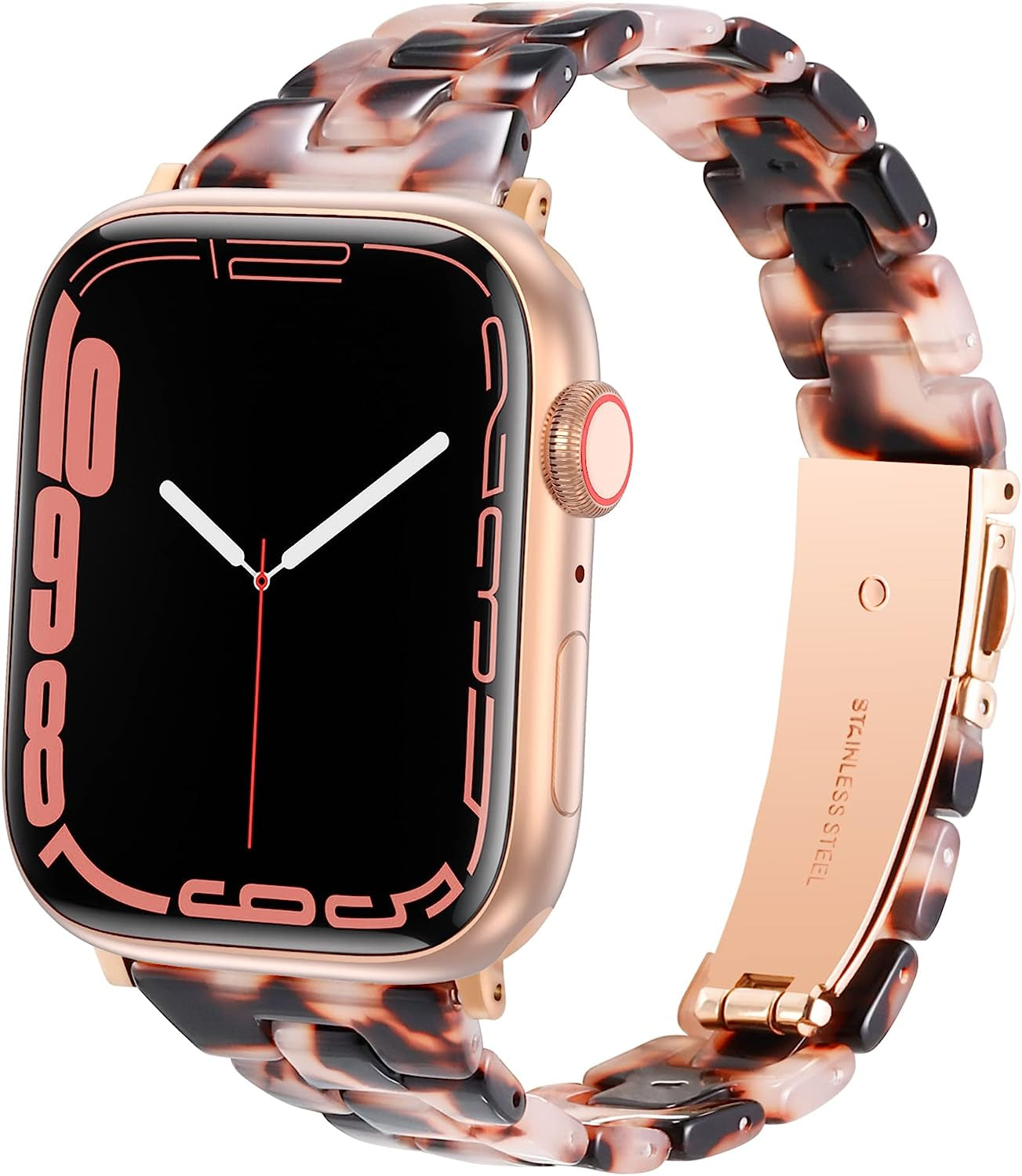 Slim Resin Bands Compatible with Apple Watch Band 38Mm 40Mm 41Mm 42Mm 44Mm 45Mm 49Mm Thin Light Strap with Stainless Steel Buckle Replacement Bracelet for Iwatch Ultra Series 8 SE 7 6 5 4 3 2 1  Arctime Black Agate 38/40/41mm 