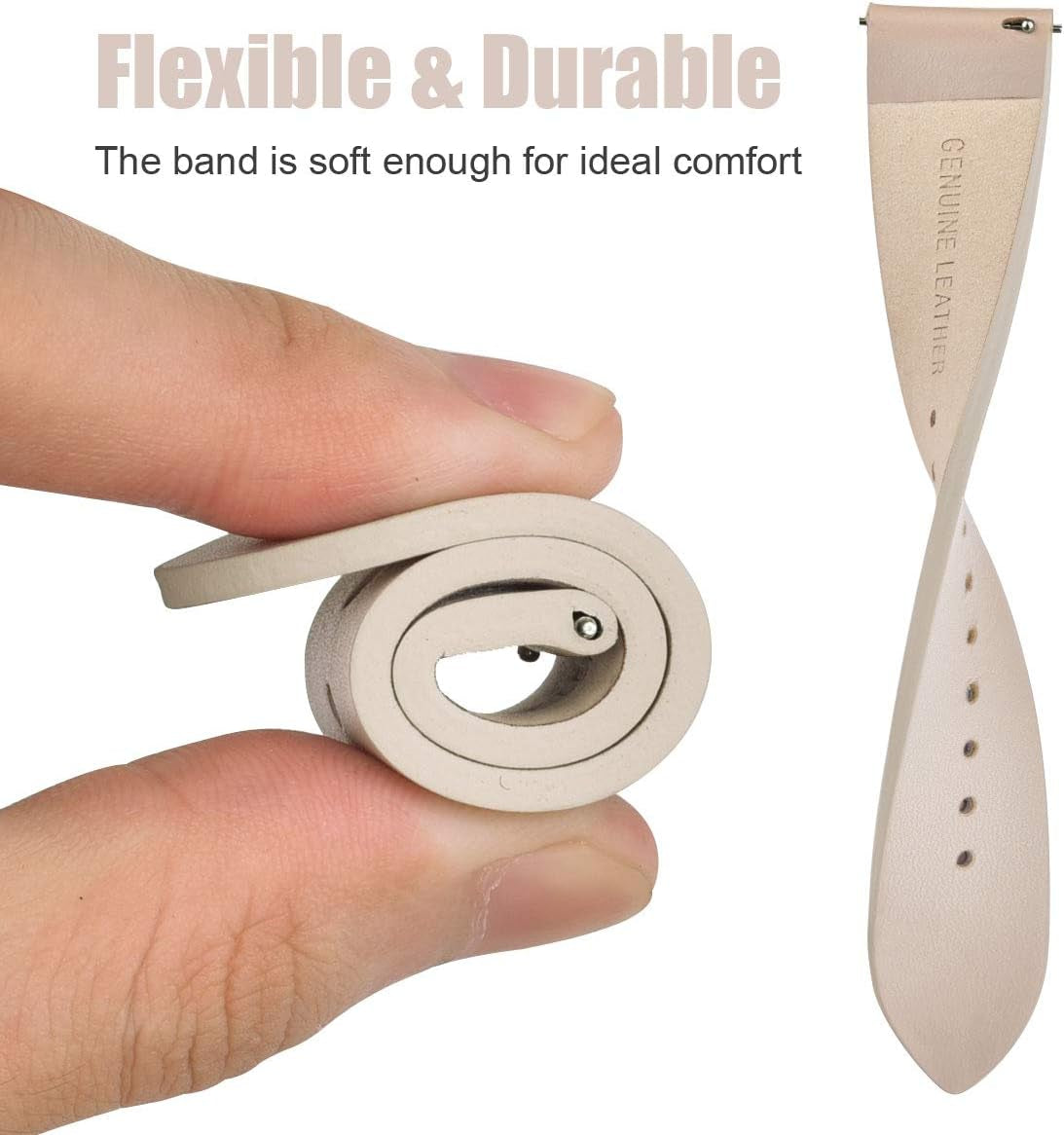 V-MORO Leather Strap Compatible with Galaxy Watch 5/4 Band 40Mm 44Mm/Galaxy Watch 4 Classic 42Mm 46Mm 20Mm Watch Band with Rose Gold Stainless Steel Buckle Replacement for Galaxy Watch 42Mm/Active 2  V-Moro   