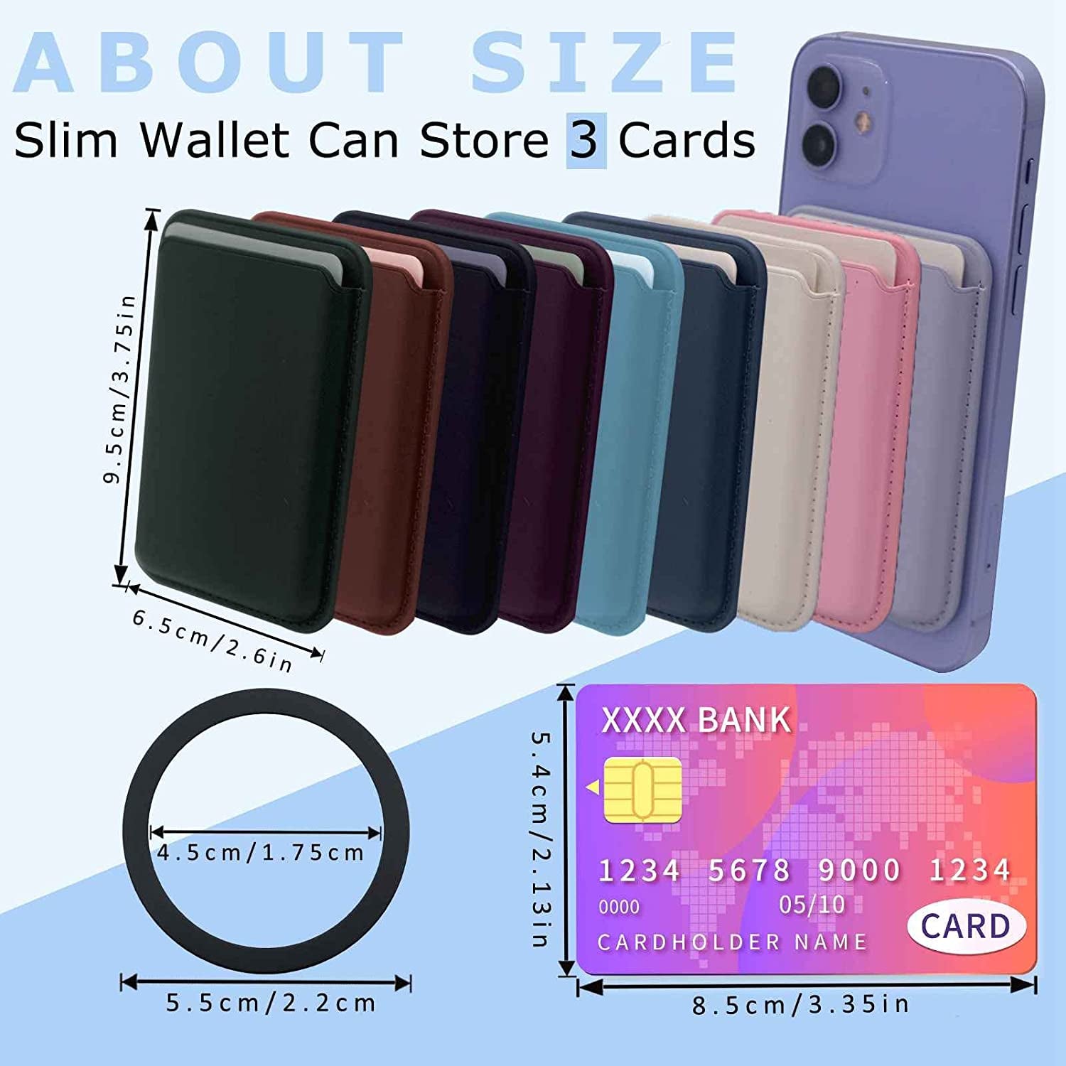 Meroqeel Magnetic Card Wallet Holder with Ring for Magsafe Iphone 14/13 / 12 Mini plus and Pro Max Series, Leather Mag Safe Cell Phone Case with Strong Magnet for Credit Card - Midnight Black  Meroqeel   