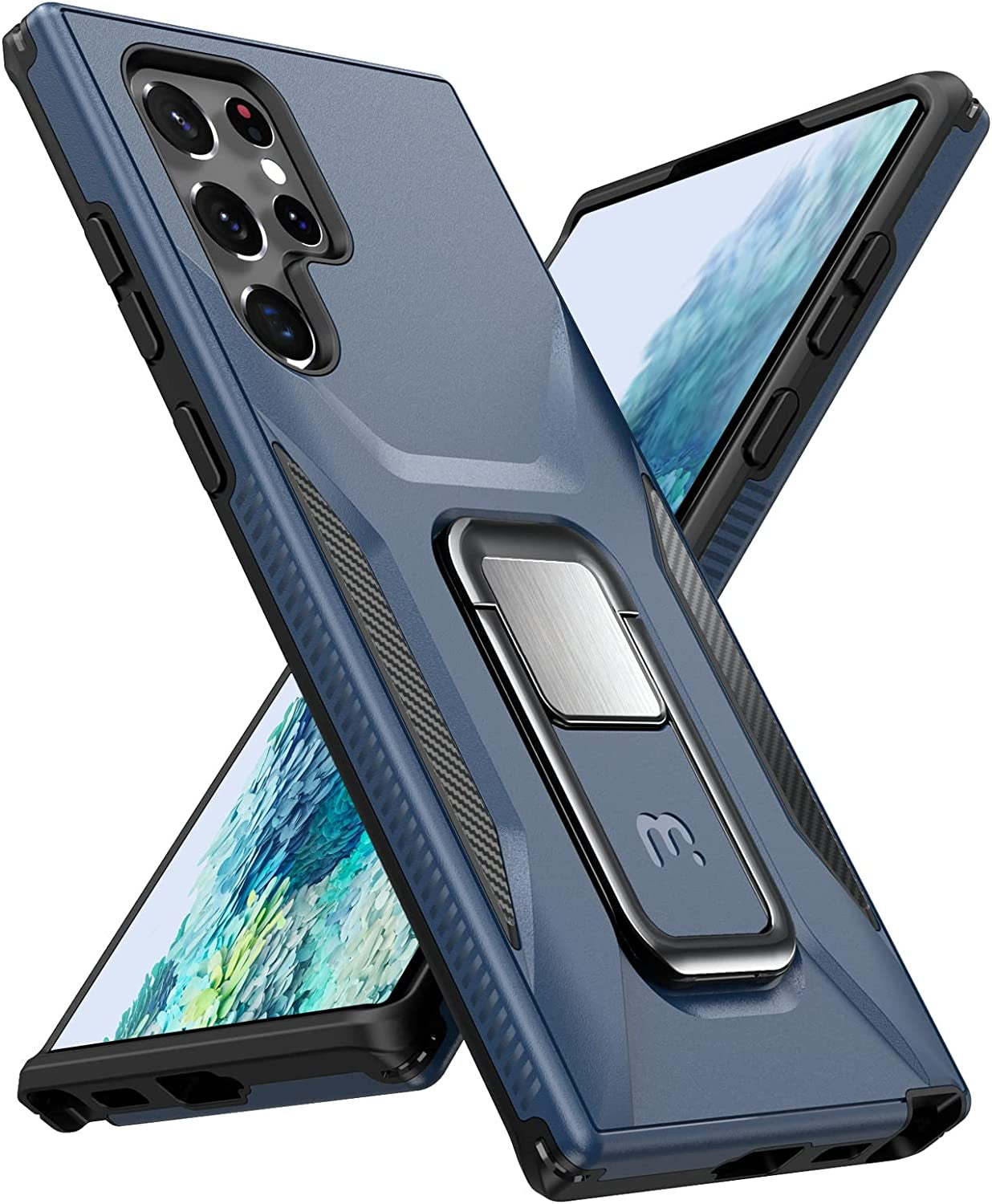 MYBAT Pro Shockproof Stealth Series Case for Samsung Galaxy S22 Ultra Case with Stand 6.8 Inch, Support Magnetic Car Mount, Heavy Duty Military Grade Drop Protective Case with Kickstand - Plum  Valor Communication Inc Blue Samsung Galaxy S22 Ultra 