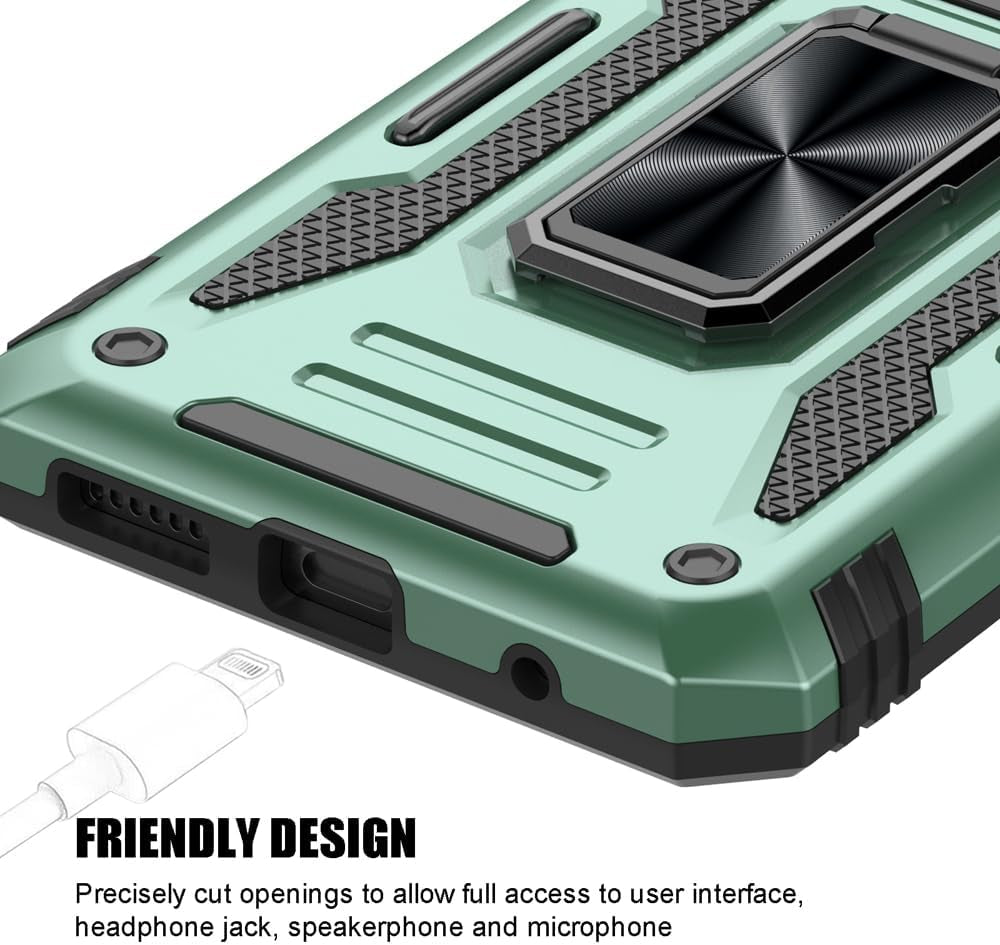 SYONER for Motorola Moto G Play 2023 Case, Moto G Power 2022 Case, Moto G Pure Case with Screen Protector, Shockproof Phone Case & Sliding Camera Cover & Ring Holder Kickstand [Alpine Green]  SYONER   