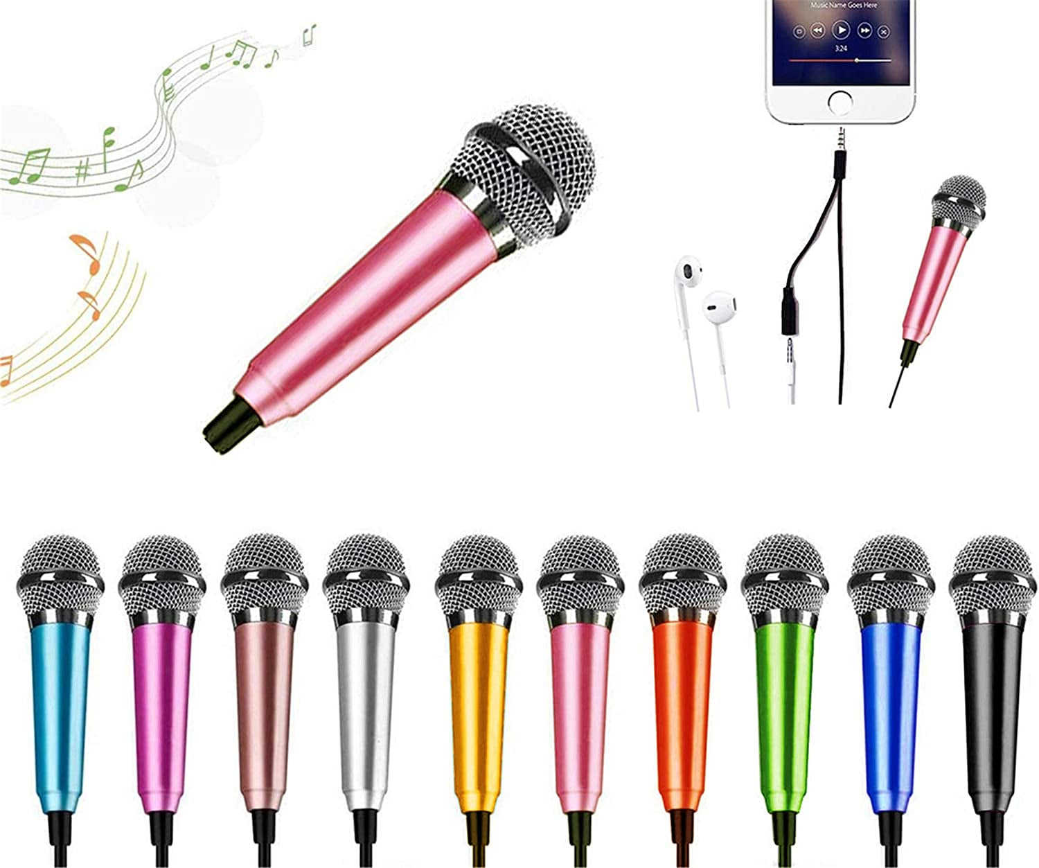 Mini Microphone,Portable Vocal Tiny Microphone, Asmr Microphone,Phone Microphone, Mini Karaoke Microphone for Voice Recording Chatting and Singing on Iphone,Android,Laptop Notebook（Silver）  DELADOLA pink  